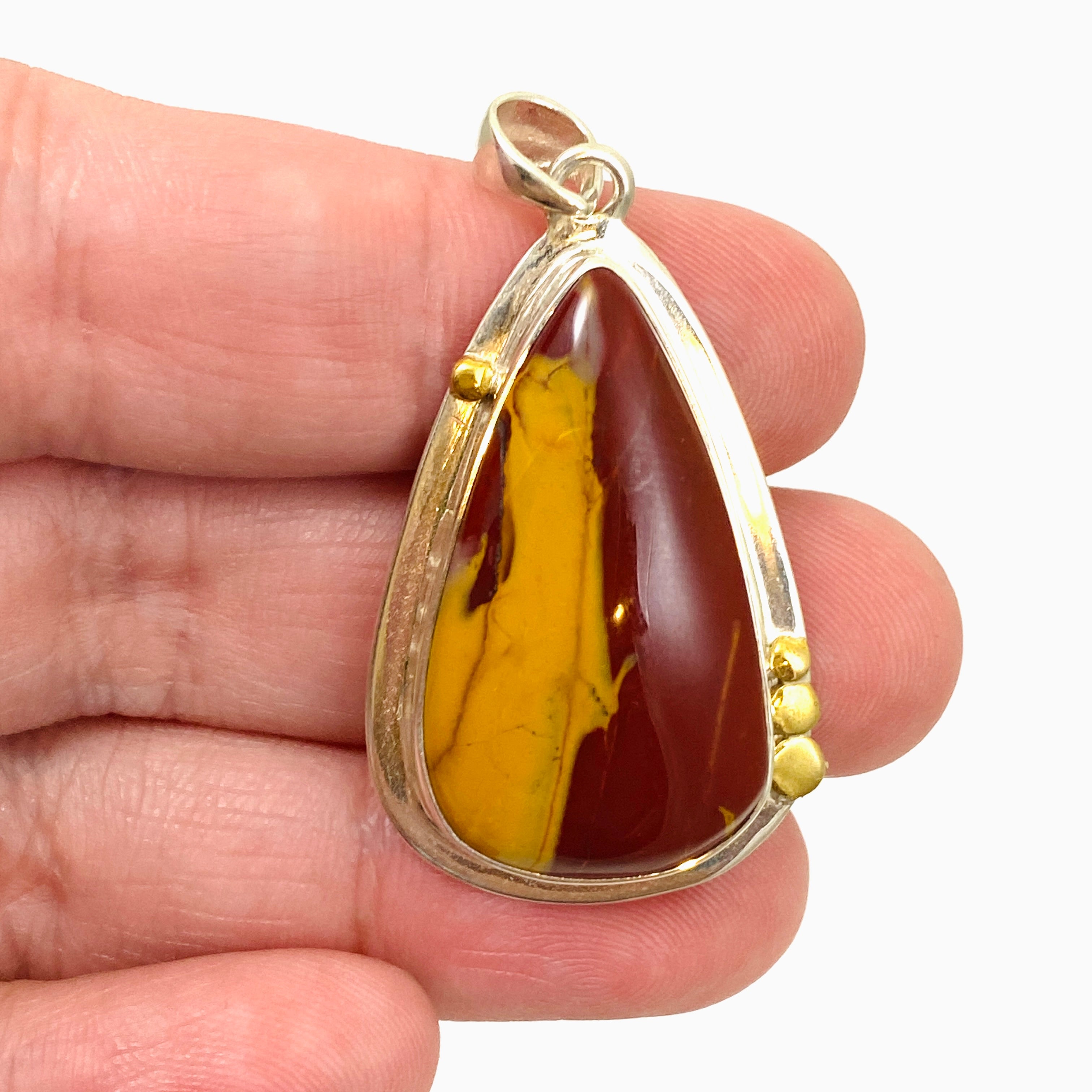 Natural Mookaite Teardrop Cabochon Pendant with Brass Accents - Handmade Jewelry KPGJ4840 | Perfect for Boho Style, Gift Giving & Spiritual Healing