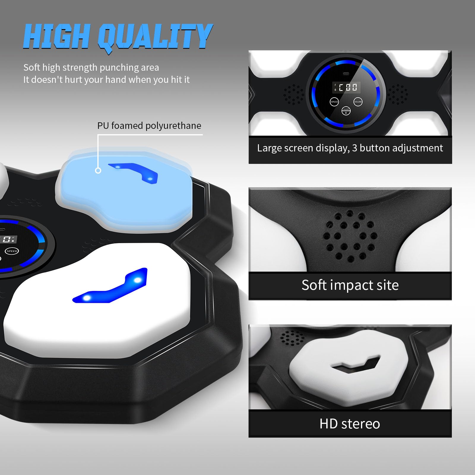 Music Boxing Machine for Kids, Teens & Adults - Boxing Trainer Equipment with Gloves | Wall-Mounted LED Electronic Focus Training for Home, Office & Gym | Perfect for Fitness, Stress Relief & Cardio Workouts