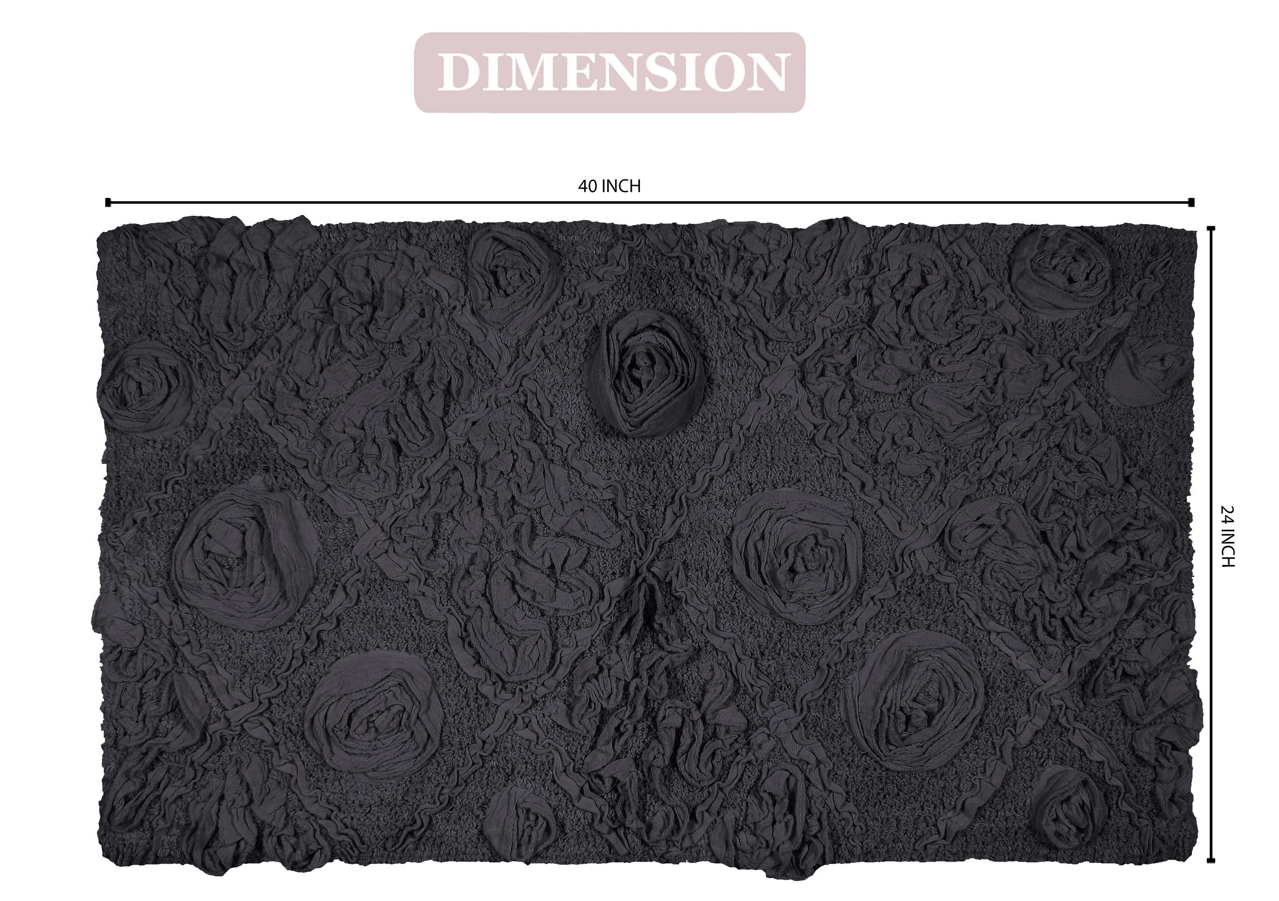 Premium 100% Cotton Bath Rug Set - Ultra Soft & Absorbent Non-Slip Bathroom Mat, Washable Kitchen Floor Mat (24