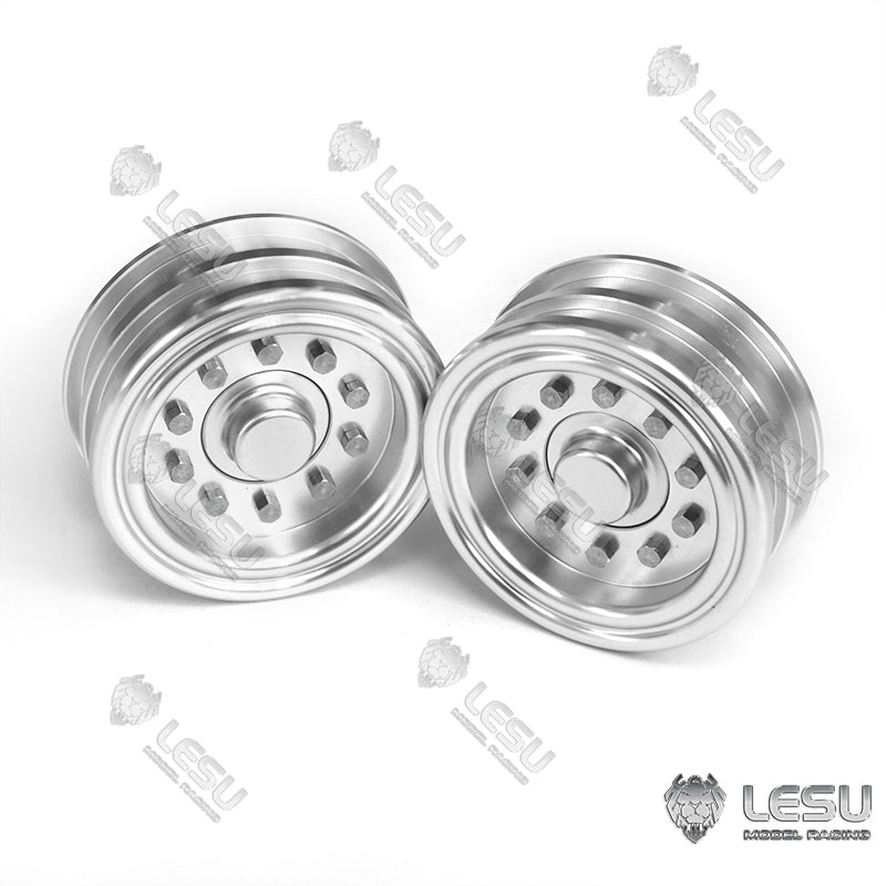 1 Pair (2pc) Rubber & Metal Wheel Hub Caps for 1/14 LESU RC Hydraulic Construction Forklift Model Car DIY Truck - Durable Replacement Parts for RC Construction Vehicle Accessories & Scale Model Displays