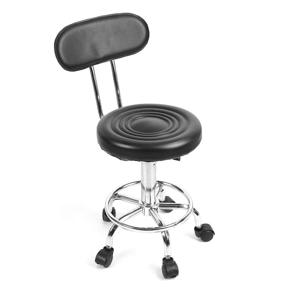Adjustable Hydraulic Rolling Salon Stool with Backrest & Footrest - Swivel Massage Facial Spa Pedicure Chair for Home Office, Workshop & Beauty Studio - Ergonomic Drafting Chair with Wheels for Comfort & Support