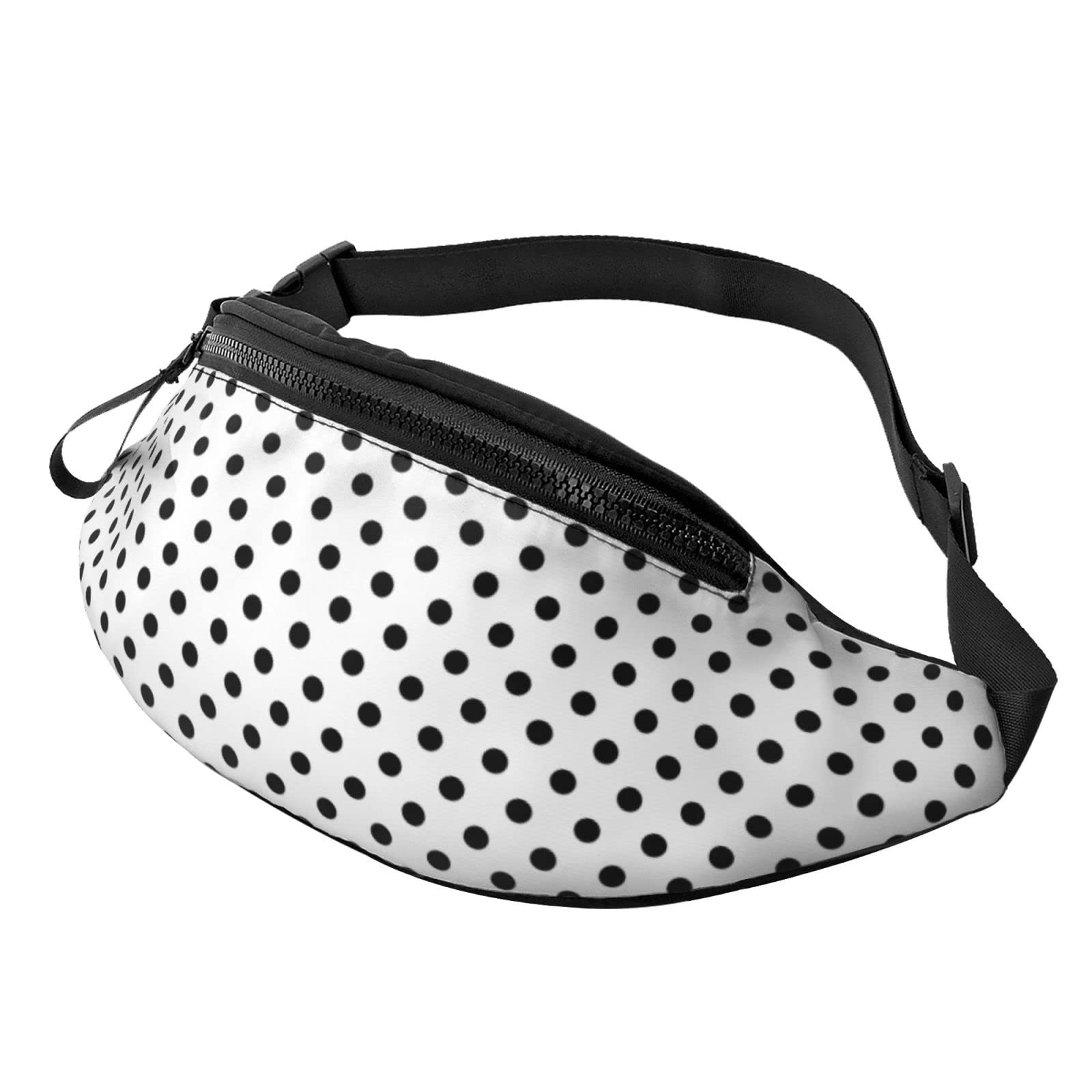 Red Black & White Polka Dot Fanny Pack - Adjustable Waist Bag for Women & Men - Hiking, Running, Cycling, Travel & Casual Wear - Fashionable Belt Bag for Outdoor Activities & Daily Use