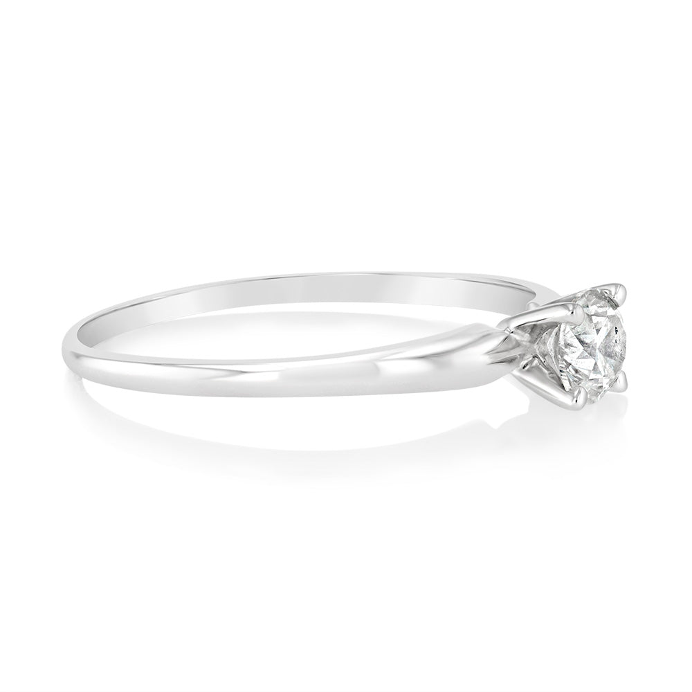 14K White Gold Solitaire Ring with 0.50 Carat Brilliant Cut Diamond - Elegant Engagement Ring for Women, Perfect for Proposals, Anniversaries & Special Occasions