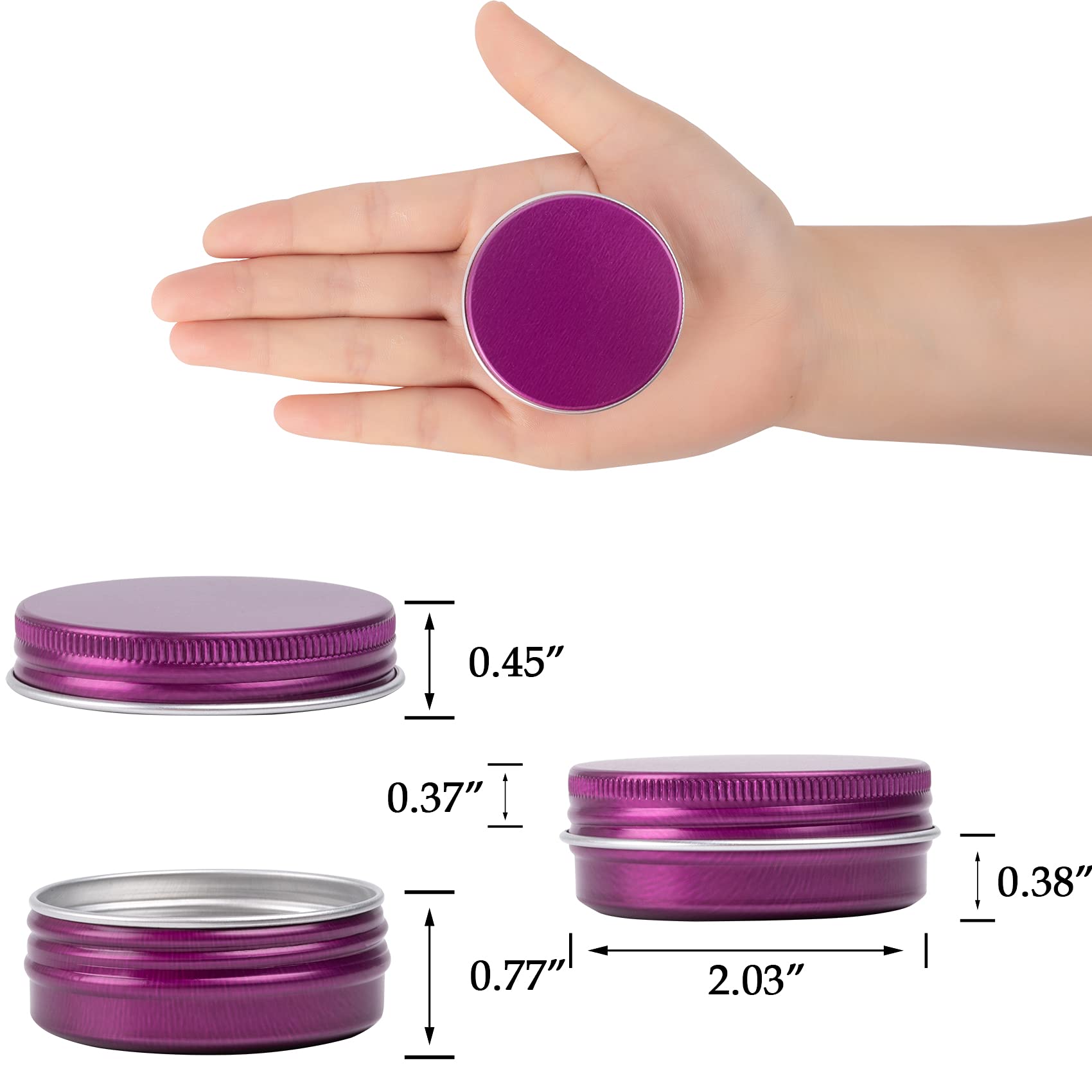 1 oz / 30ml Bulk Screw Top Aluminum Tin Jars with Lids - Airtight Purple Containers for DIY Beauty, Crafts & Travel Essentials (Pack of 12) - Perfect for Lip Balm, Salve, Cream Storage & Small Item Organization