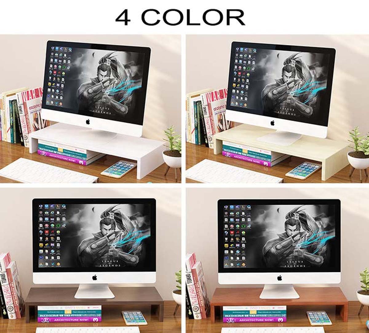 Ergonomic Wood Monitor Stand Riser for Computer & Laptop - 19.6 Inch Home Office Desk Organizer for iMac, PC, Printer - Perfect for Workspace Organization & Improved Posture