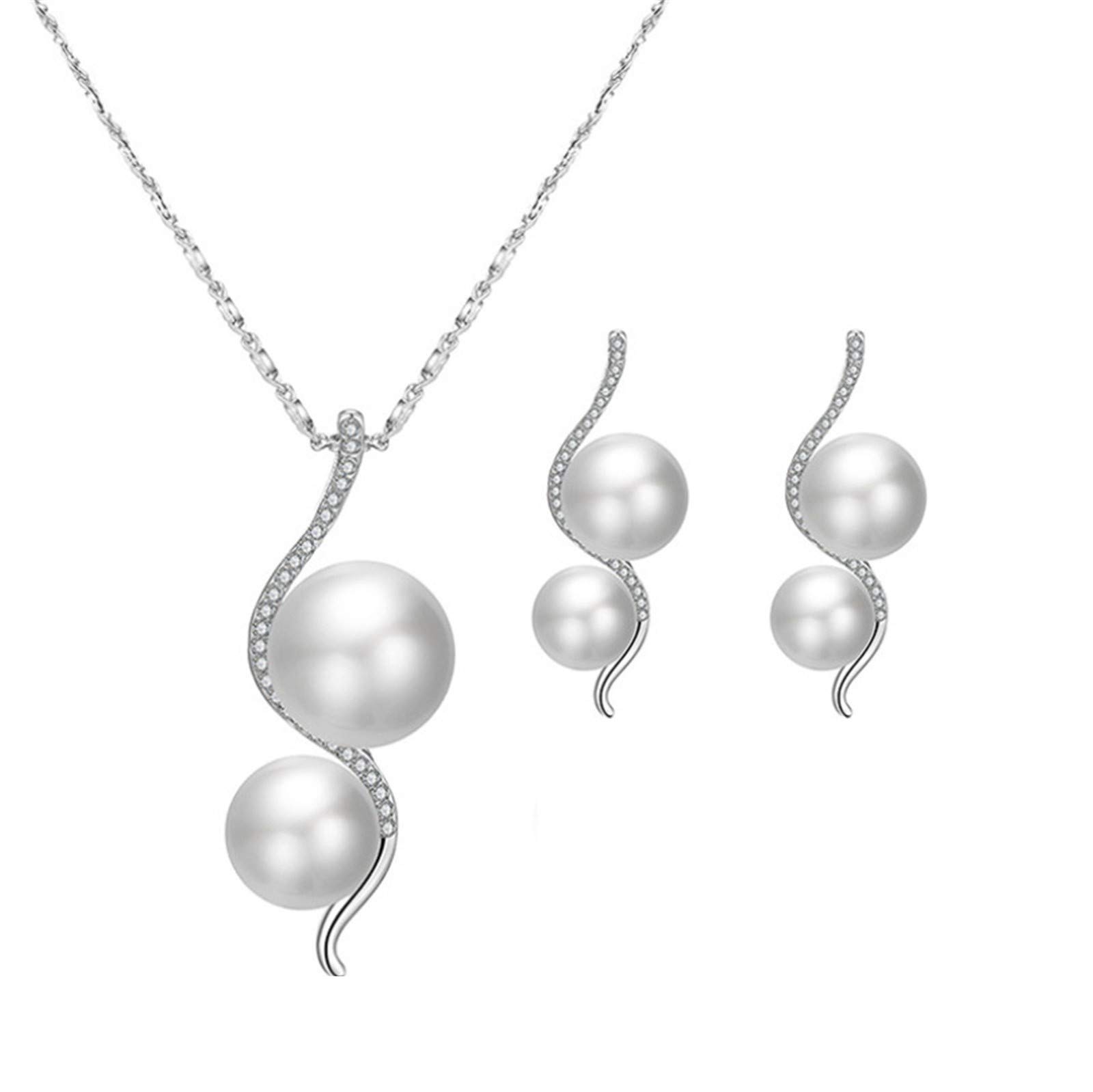 Elegant Diamond Pearl Necklace for Women - Trendy Wedding & Bridal Jewelry Set - Perfect for Weddings, Anniversaries, and Special Occasions