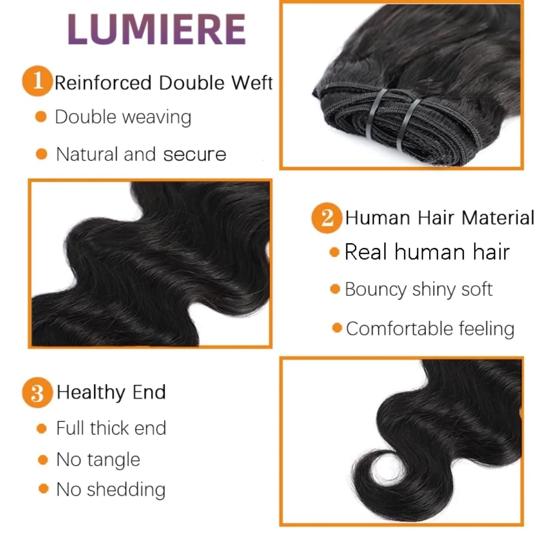 LUMIERE 18 Inch Body Wave Clip In Hair Extensions - 8Pcs Glueless Human Hair Extensions for Black Women, 120g Grade 10A Brazilian Remy Hair, Double Wefts Thick & Soft - Perfect for Daily Wear, Parties & Special Occasions