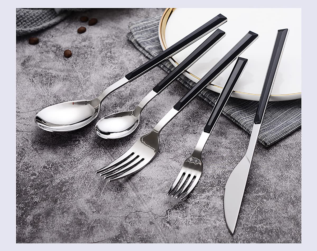 30-Piece Black Stainless Steel Flatware Set for 6 - Mirror Finish Silverware Cutlery Set for Home, Kitchen, Party & Restaurant Use - Dishwasher Safe Dining Utensils for Everyday Meals, Entertaining & Fine Dining