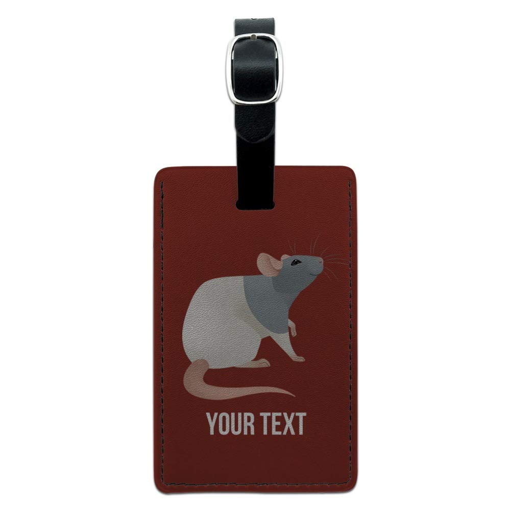 Personalized Leather Luggage Tag - Custom 1 Line Engraved Hooded Rat Design ID Card Holder for Travel Bags & Suitcases | Perfect for Airports, Business Trips & Vacation Identification