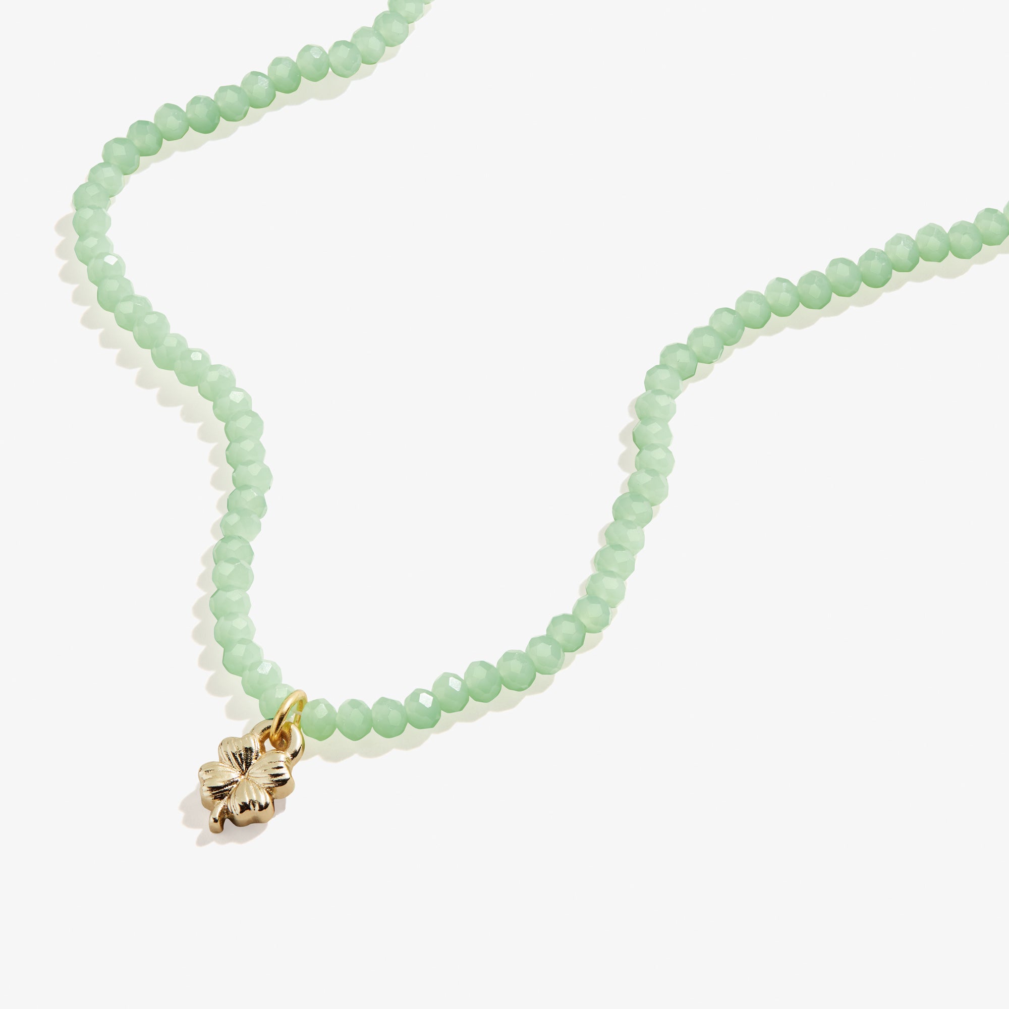 Lucky Four Leaf Clover Necklace with Green Beads - Perfect for St. Patrick's Day & Good Fortune Gifts