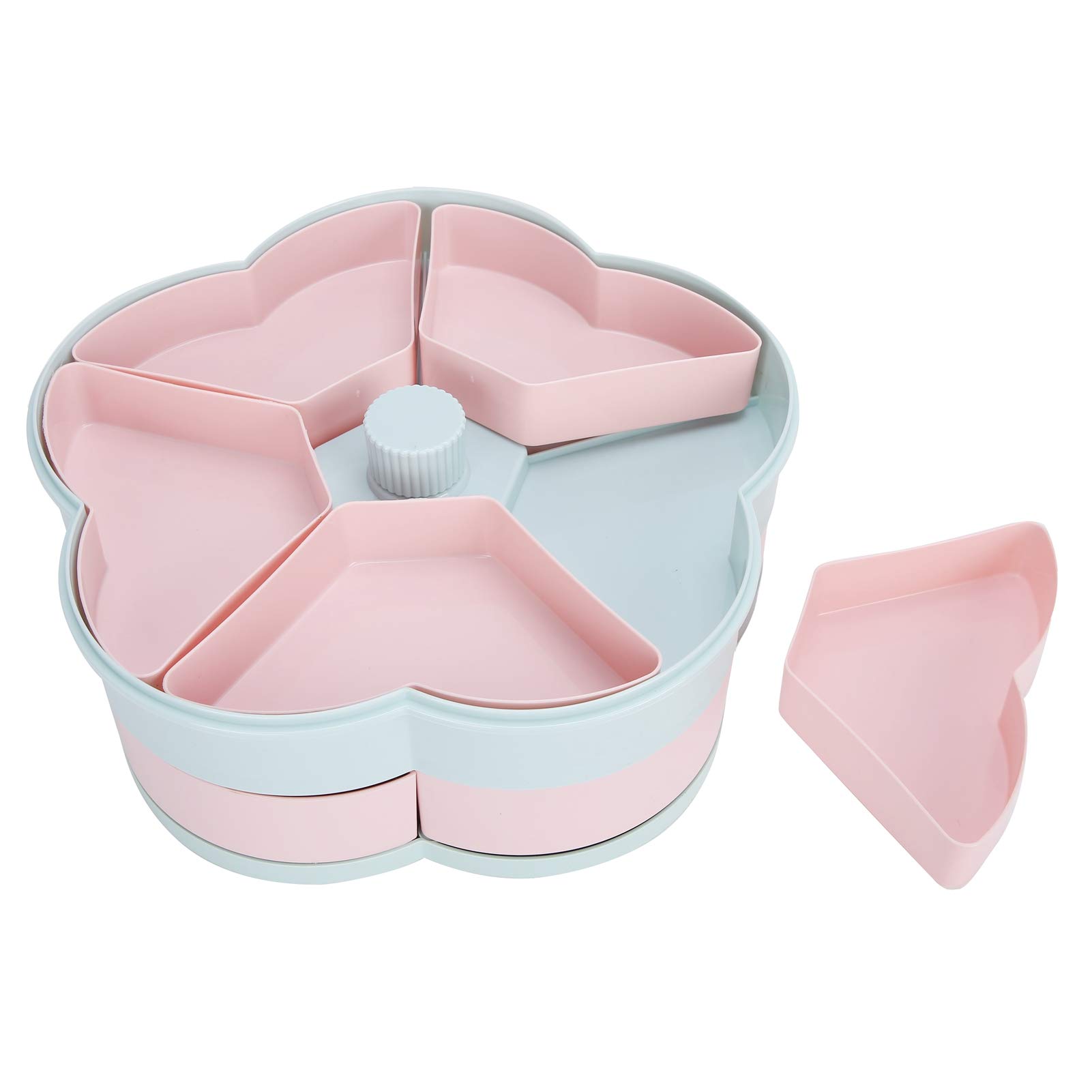 2-Tier Rotating Snack Storage Tray with 10 Compartments - Spinning Candy & Fruit Serving Plate for Home, Christmas Party, Office Snacks, and Kitchen Organization