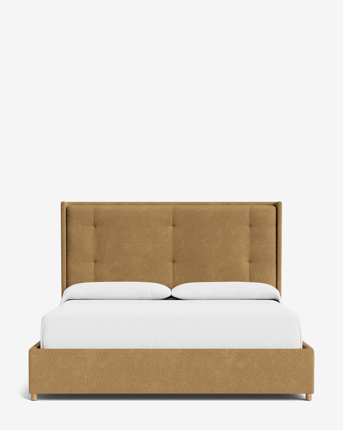 Luxury Ria Upholstered Bed Frame - Queen Size Platform Bed with Soft Fabric Headboard - Modern Bedroom Furniture for Master & Guest Rooms
