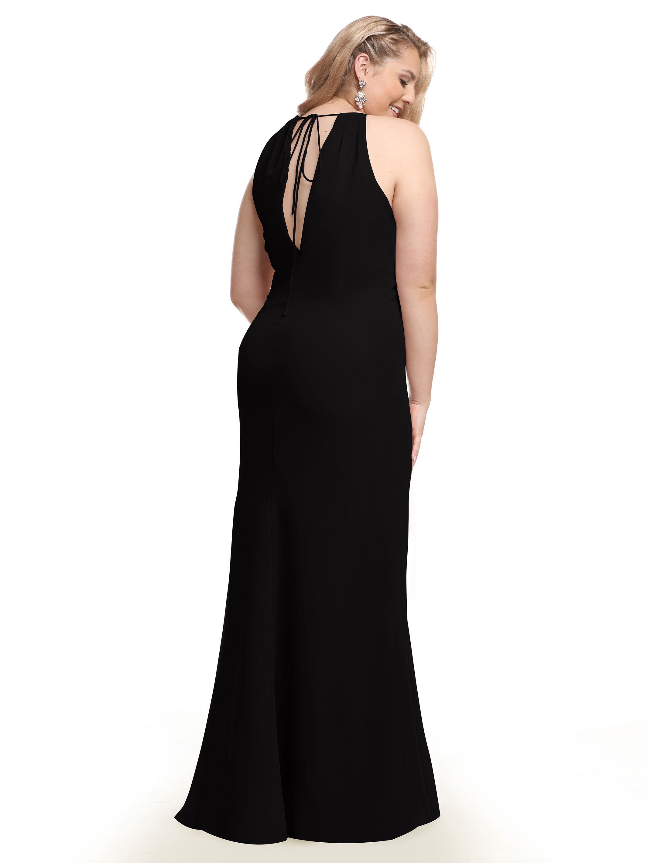 Elegant Fit and Flare Chiffon Bridesmaid Dress with Halter Neckline - Perfect for Weddings, Proms, and Formal Events | Style #80083