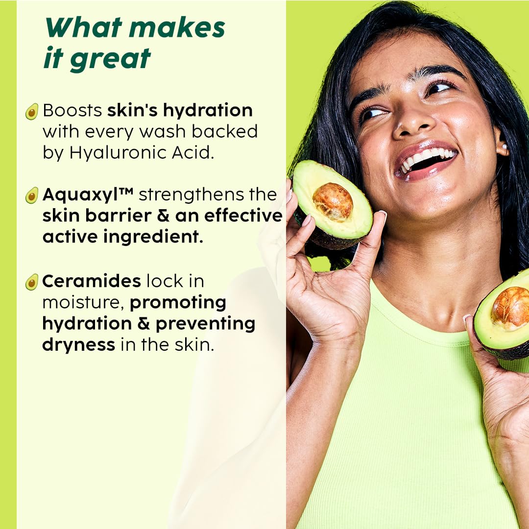 PLIX Avocado Ceramide Moisture Rush Juicy Cleanser (100ml) - Hydrating Face Wash with Ceramides for Sensitive Skin | Gentle Daily Cleanser for Men & Women | Nourishes & Moisturizes Dry Skin | Perfect for Morning & Night Skincare Routine