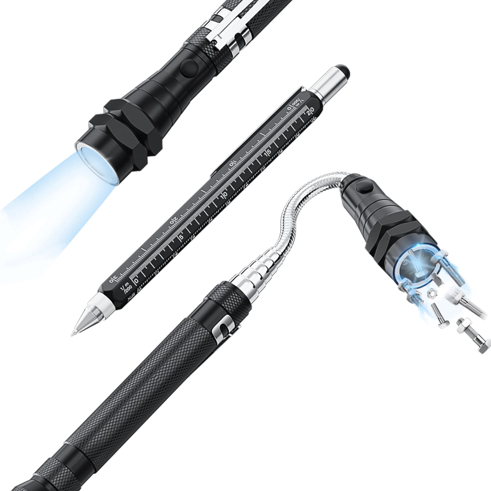 FLY2SKY 2-Piece Magnetic Pickup Tool & 6-in-1 Multitool Pen Set - Perfect Fathers Day Gift for Dad, Husband, Men - Great for Christmas, Birthday, Anniversary - Ideal Gift from Wife, Daughter, Son - Useful for Garage Work, DIY Projects, Home Repairs