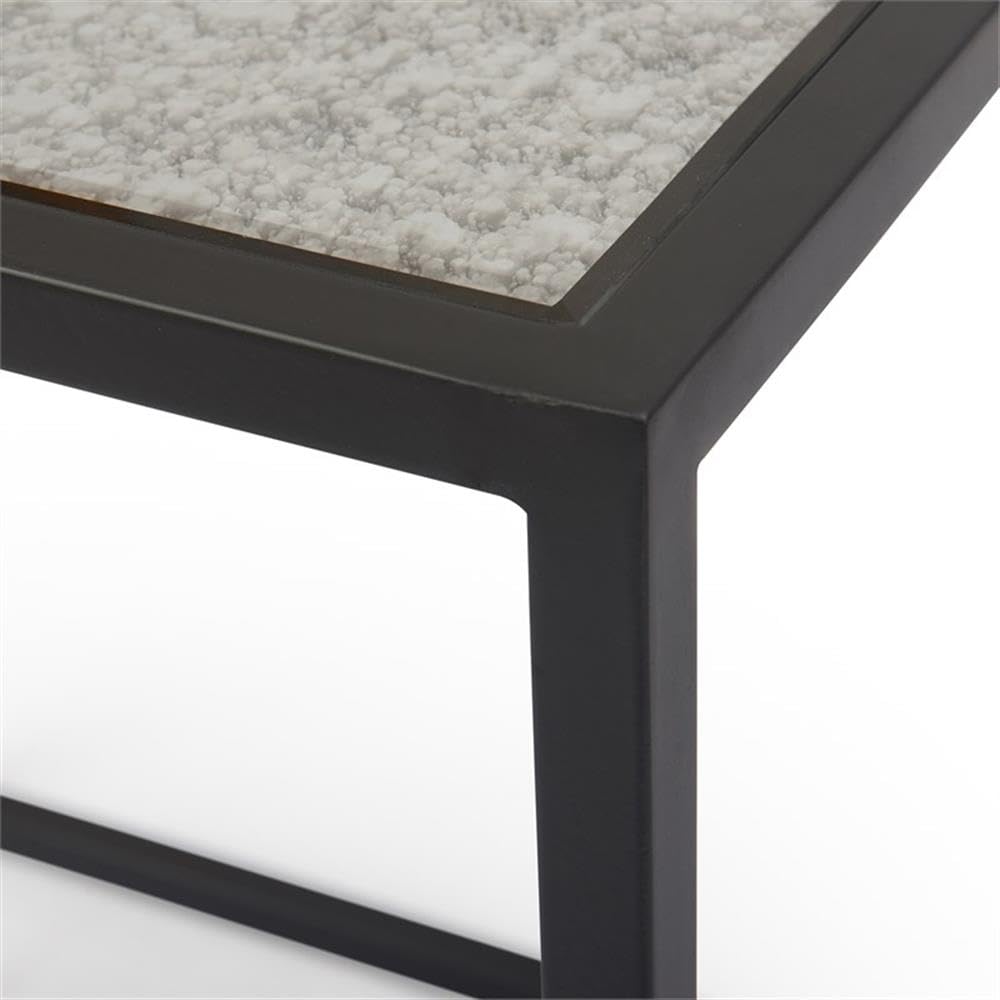 Finch Gramercy Black Mirrored Accent Tables - Set of 2 Modern Side Tables for Living Room, Bedroom & Entryway Decor