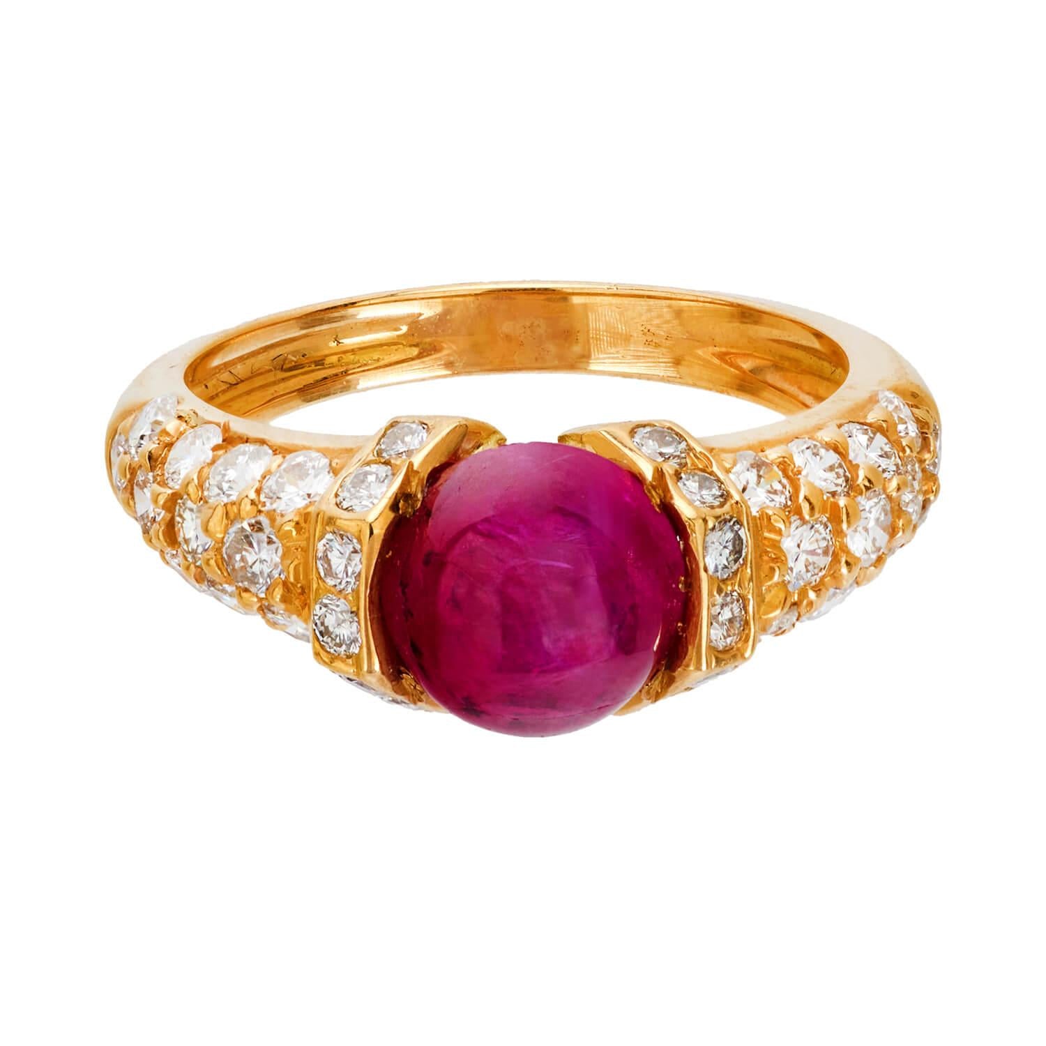 Vintage 18k Gold Ruby and Diamond Ring for Women - Elegant Jewelry Gift for Anniversary, Engagement & Special Occasions