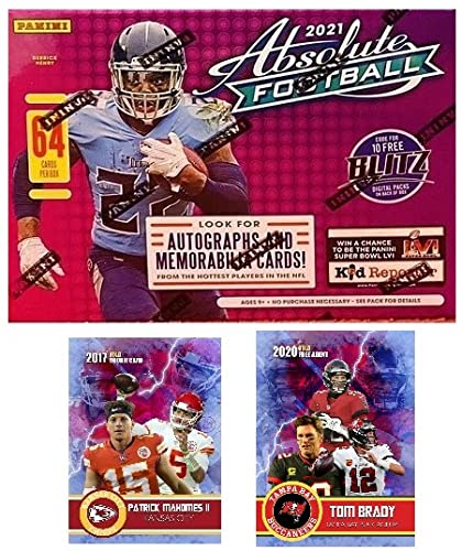 2024 Panini ABSOLUTE Football Cards Blaster Box - Factory Sealed with 64 Trading Cards Including Trevor Lawrence, Justin Fields & Mac Jones Rookies | Features Super Rare Kaboom Inserts, Patrick Mahomes & Tom Brady Cards | Perfect for Collectors, Fantasy Football Fans & Sports Memorabilia Gifts