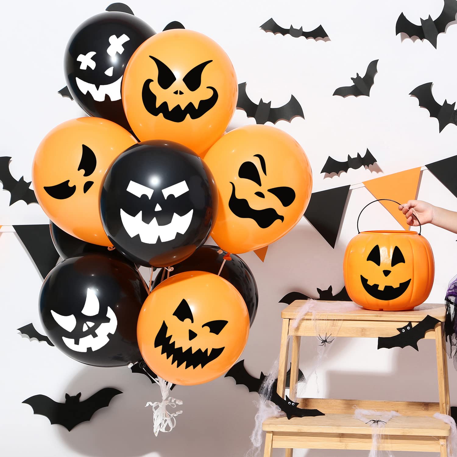 Halloween Pumpkin Face Stencils - 3 Inch Reusable Jack O Lantern Carving Templates for Painting on Wood - Perfect for DIY Halloween Decorations, Party Supplies & Pumpkin Carving
