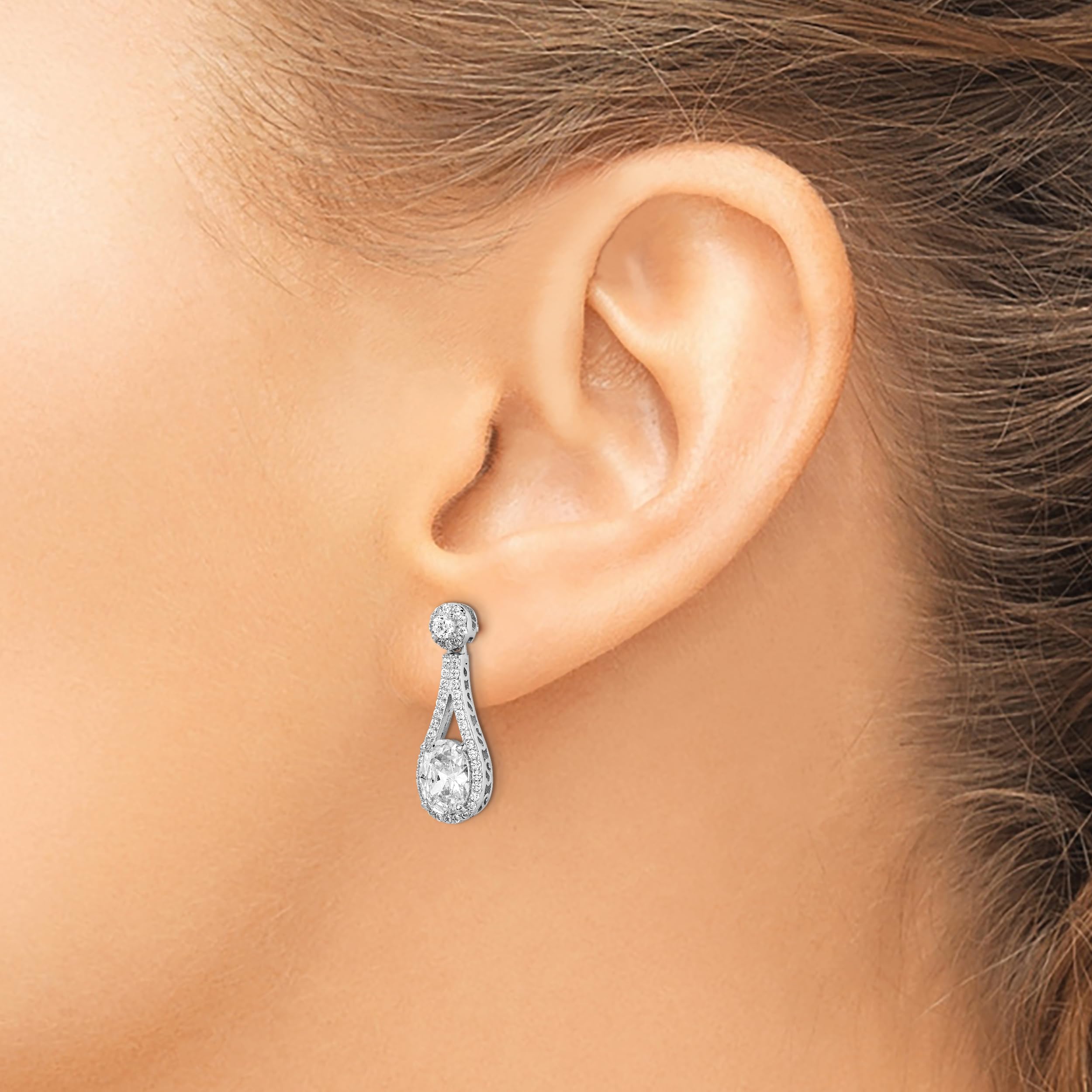925 Sterling Silver Graduated Cubic Zirconia CZ Ear Climber Earrings for Women - Elegant Dangling Earrings for Party, Wedding & Evening Wear