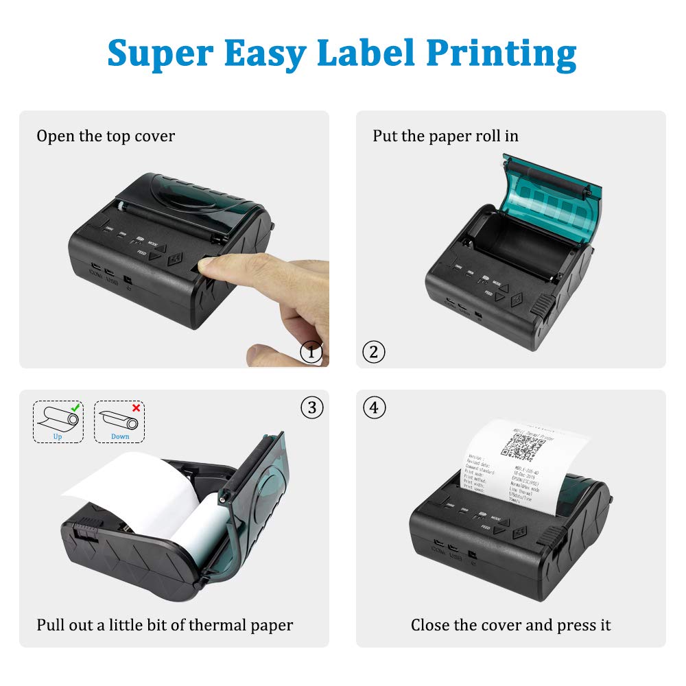 NETUM Wireless Bluetooth Thermal Receipt Printer - 80mm Portable POS Printer for Android, Restaurant & Retail Use | USB & Bluetooth Connectivity | Perfect for Mobile Sales, Food Trucks & Small Businesses