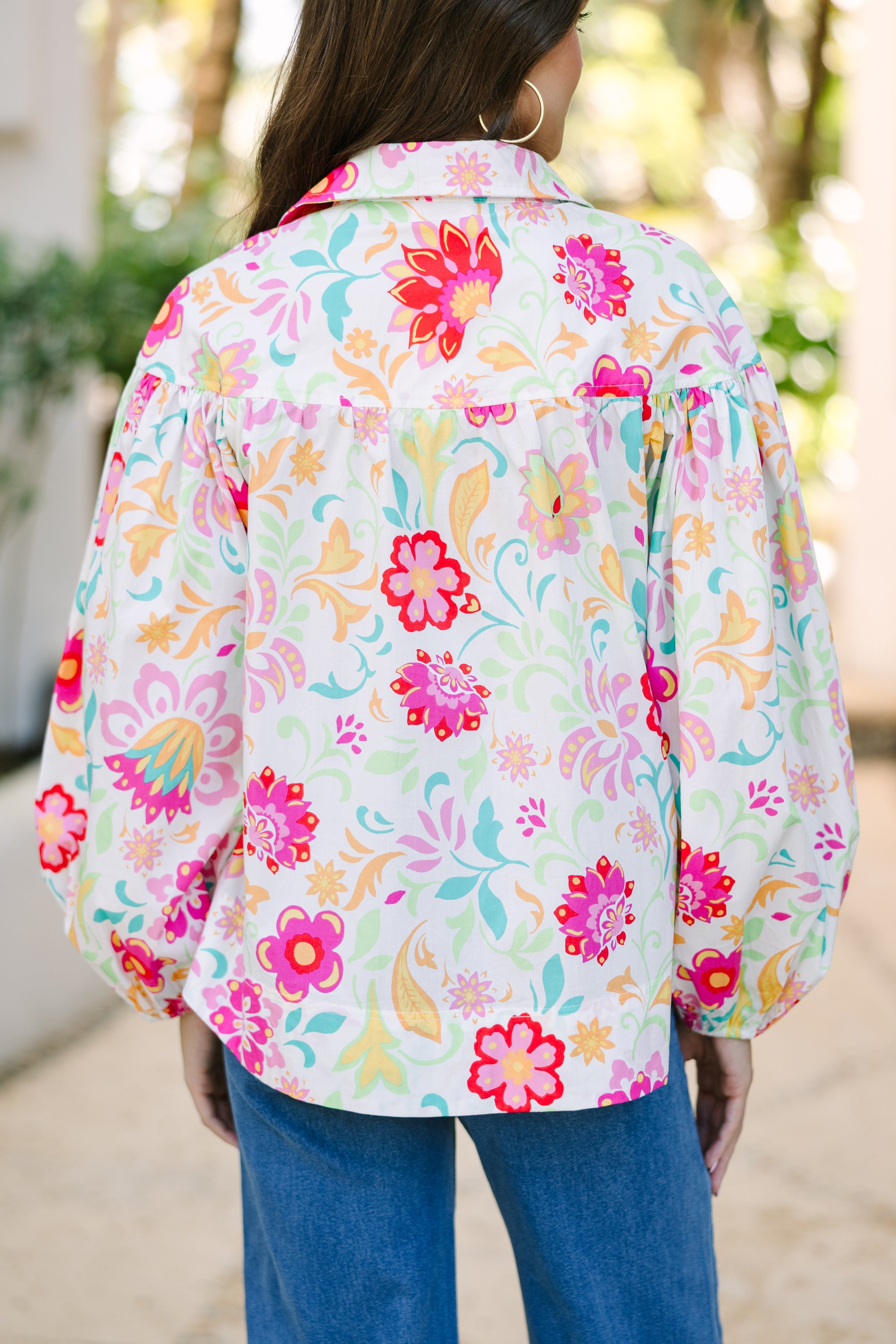 Fate: Found Your Voice White Floral Blouse Women's Fashion Top - Perfect for Spring Outfits, Office Wear & Date Night