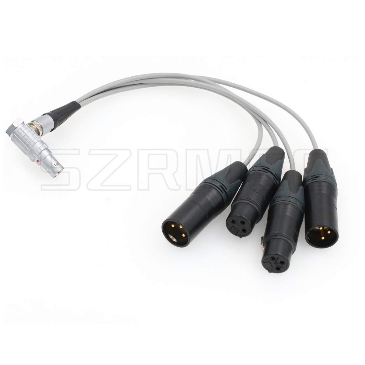 10-Pin to 4X 3-Pin XLR Male Female Audio Breakout Cable for Atomos Shogun Inferno 7 Monitor Recorder - Right Angle Connector - Professional Mic Input Output Solution for Studio Recording & Live Streaming