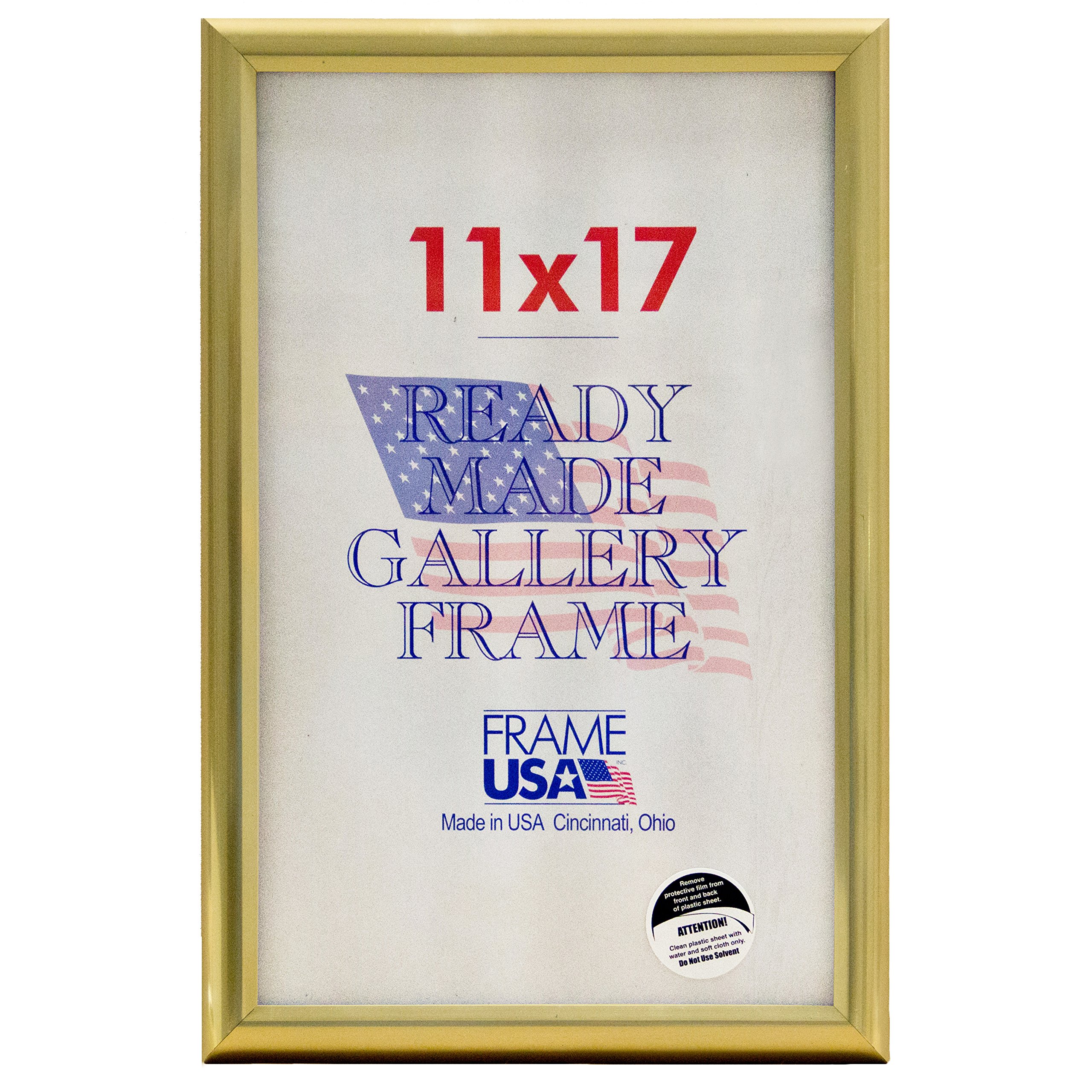 11x17 Deluxe Polystyrene Plastic Poster Frames (Gold) by Frame USA - American Made Wall Art Display for Home, Office & Classroom Decor