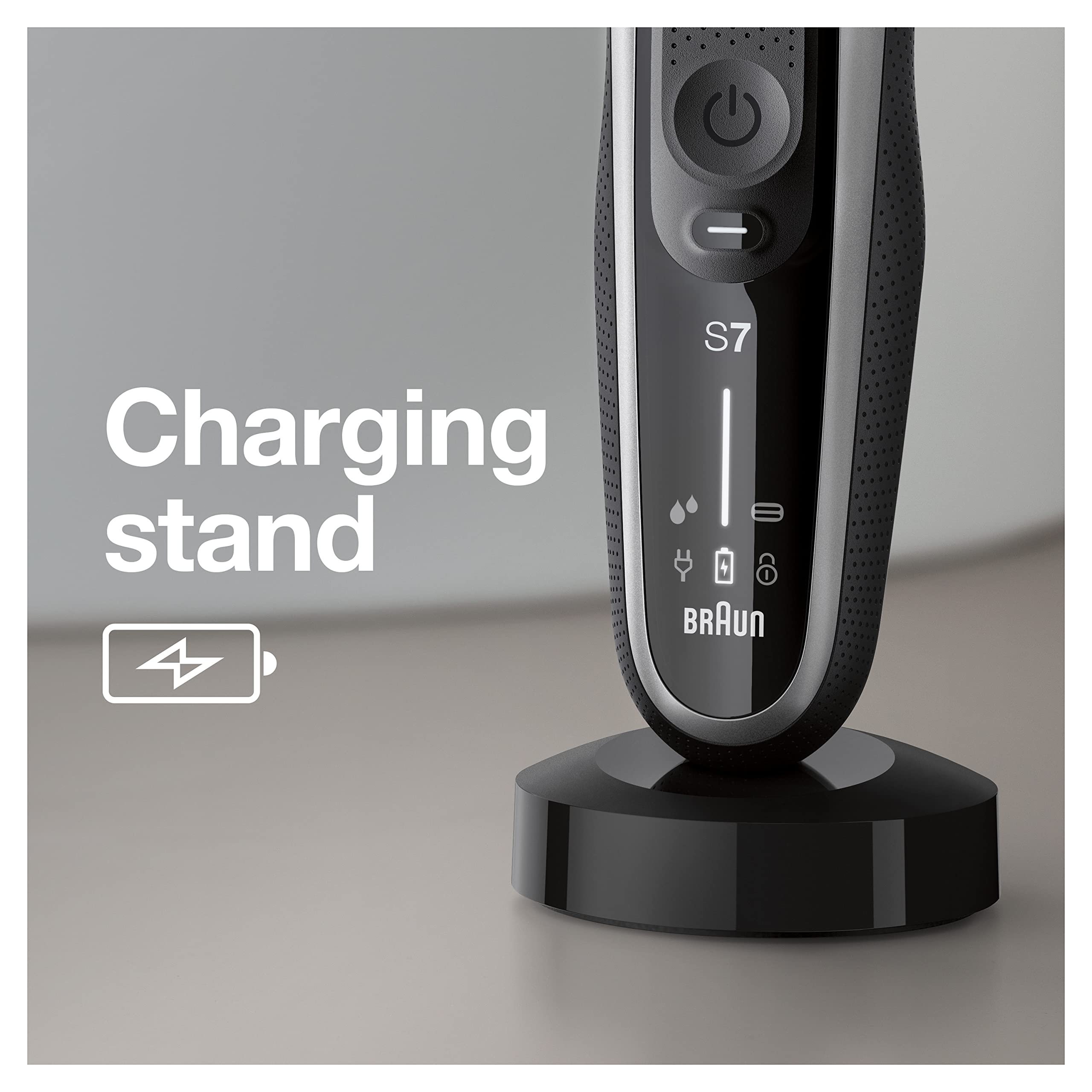 Braun Series 7 7027cs Men's Electric Shaver - Waterproof Foil Shaver for Wet & Dry Shaving with Beard Trimmer - Rechargeable Razor with Charging Stand & Travel Case (Silver Black) - Perfect for Home Use, Travel & Daily Grooming