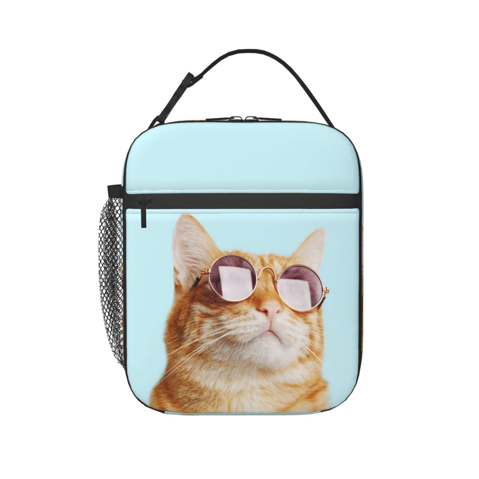 Cat Sunglasses Insulated Lunch Box - Reusable Cooler Bag for Work & Picnics