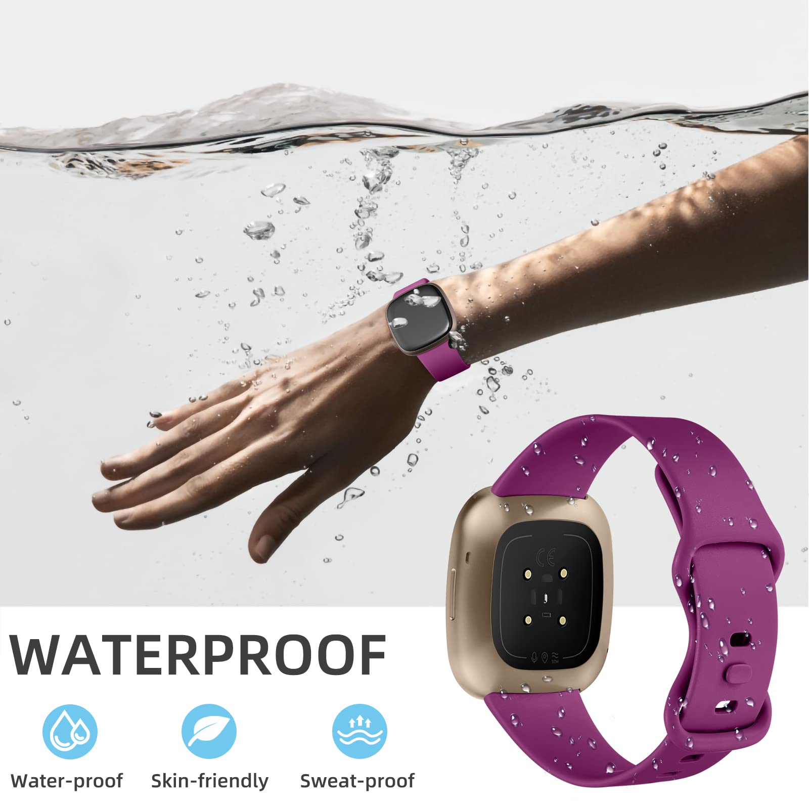 Odbeai Replacement Bands Compatible with Fitbit Sense/Sense 2/Versa 3/Versa 4 - Soft Sport Wristbands for Women & Men - Smartwatch Accessories for Fitness Tracking & Daily Wear