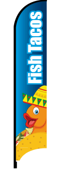 Custom Feather Flag Banner for Fish Tacos - Outdoor Advertising & Event Promotion - Perfect for Food Trucks, Restaurants, and Festivals