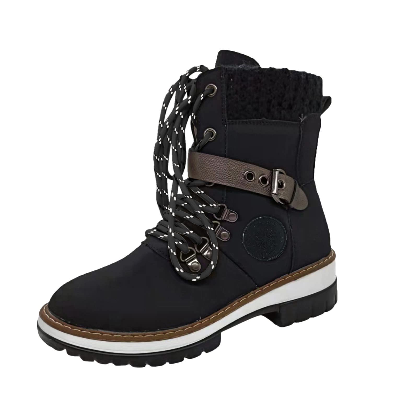 High-Quality Women's Winter Snow Boots - Waterproof Durable Outdoor Ankle Boots with Zipper for Warmth & Comfort | Black Ladies Boots Size 10 | Perfect for Snowy Weather, Hiking & Cold Climate Activities