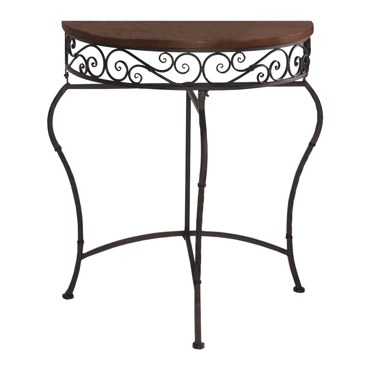 Westcharm Boston Foldable Half Moon Console Table - Black & Dark Brown Demilune Accent Table for Living Room, Entryway, Kitchen | Space-Saving Crescent Sofa Table for Small Apartments & Hallways
