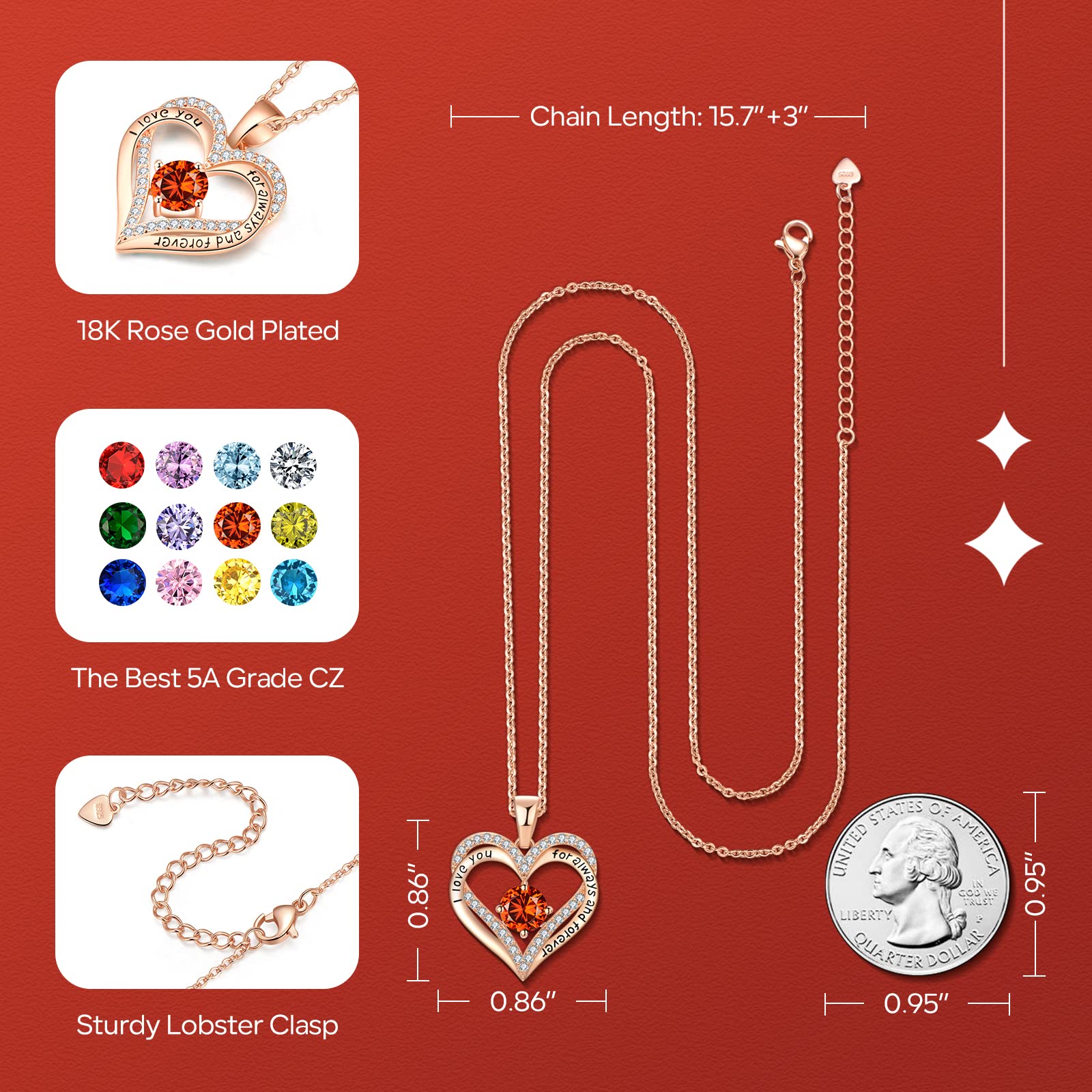 18K Rose Gold Necklaces for Women - Elegant Birthday Gifts for Wife, Girlfriend, Daughter | Perfect for Anniversary, Mother's Day, Christmas & Valentine's Day | Everyday Wear & Special Occasions