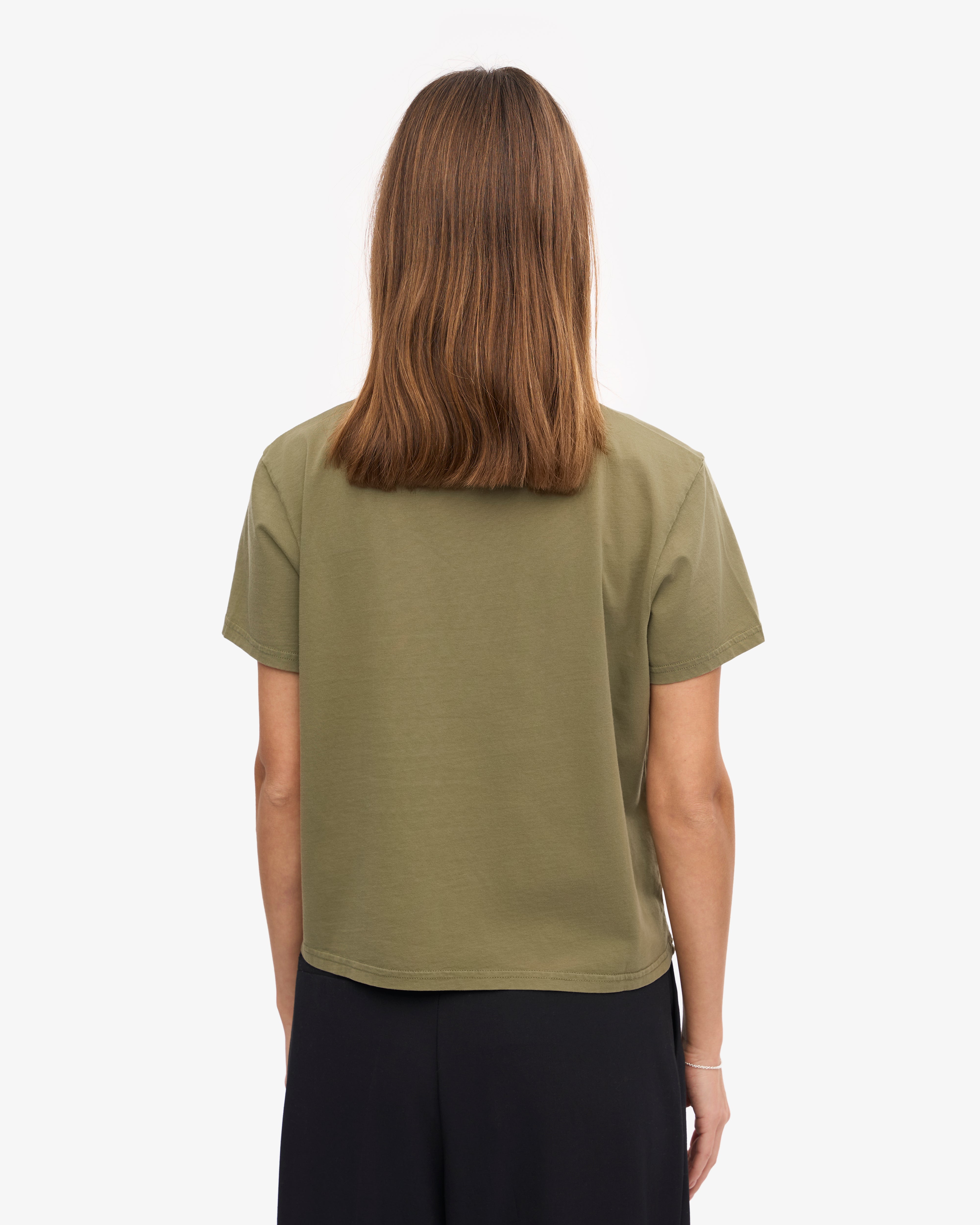 Organic Boxy Crop Tee in Dusty Olive - Women's Casual Short Sleeve T-Shirt for Streetwear & Summer Outfits