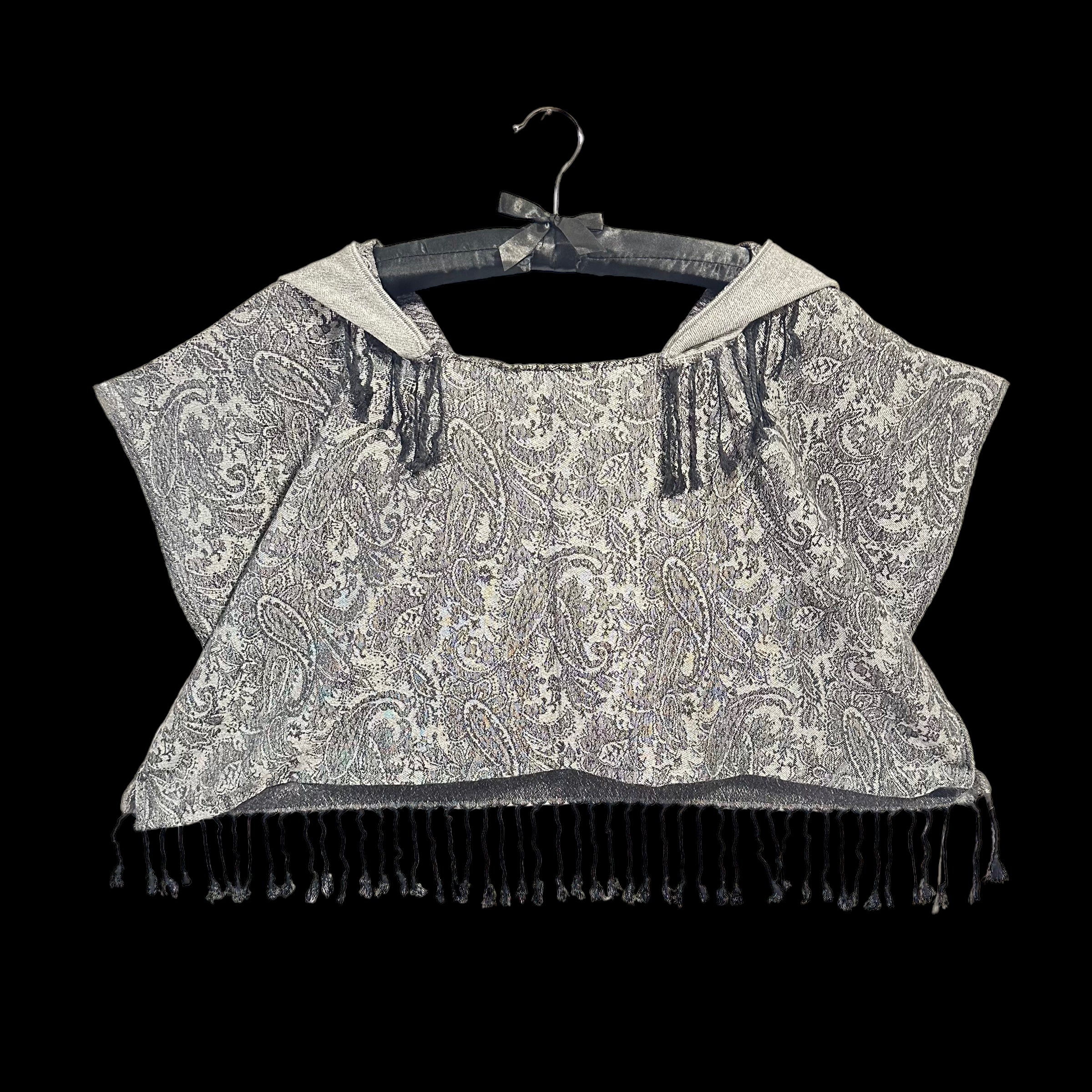 Stylish Grey Pashmina Hooded Crop Top for Women - Trendy Winter Fashion, Casual Outfit & Layering Essential