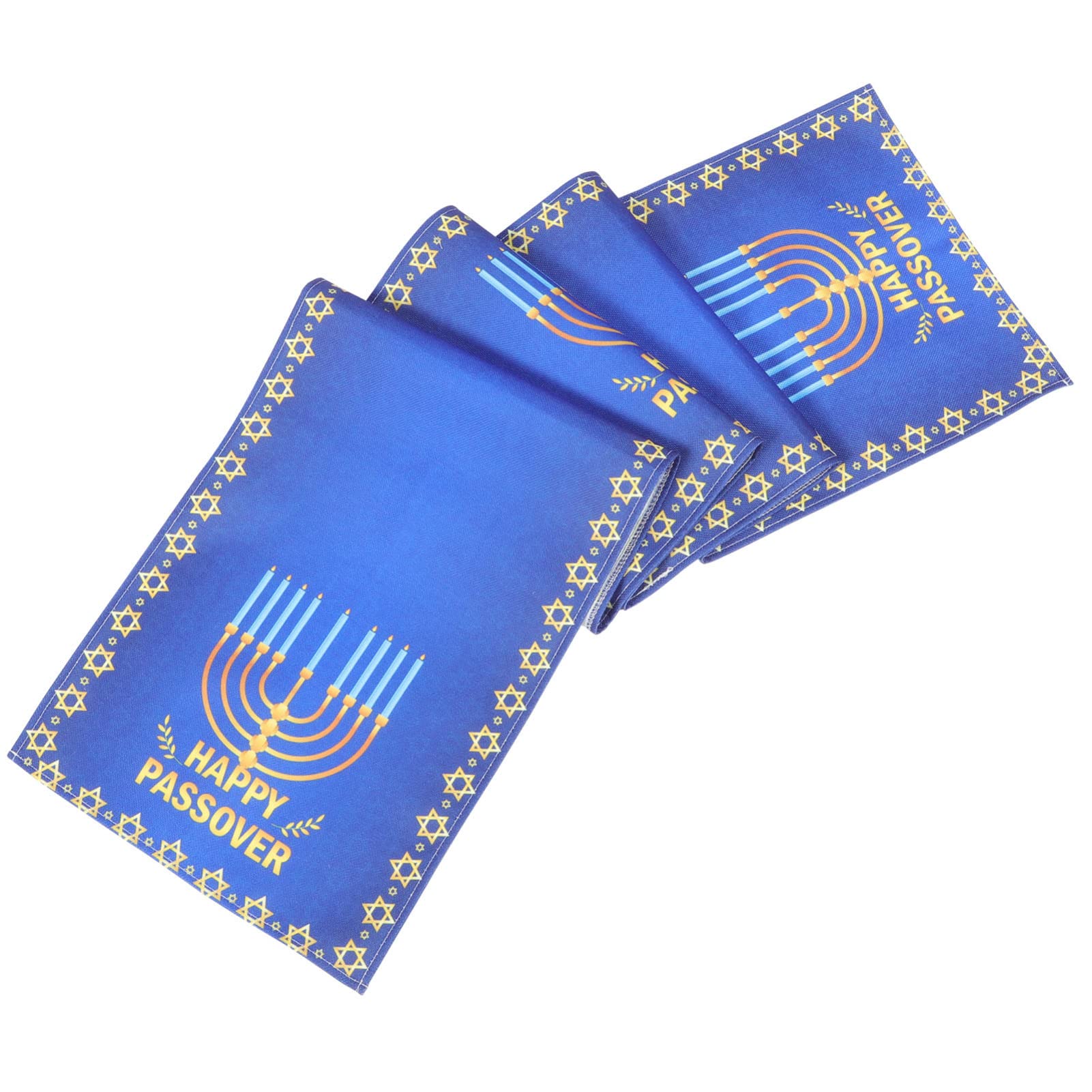 Happy Passover Table Runner - Dark Blue Pesach Jewish Seder Matzo Tablecloth for Holiday Party, Home Kitchen & Dining Room Decor - Elegant Home Decoration for Jewish Celebrations & Festive Gatherings
