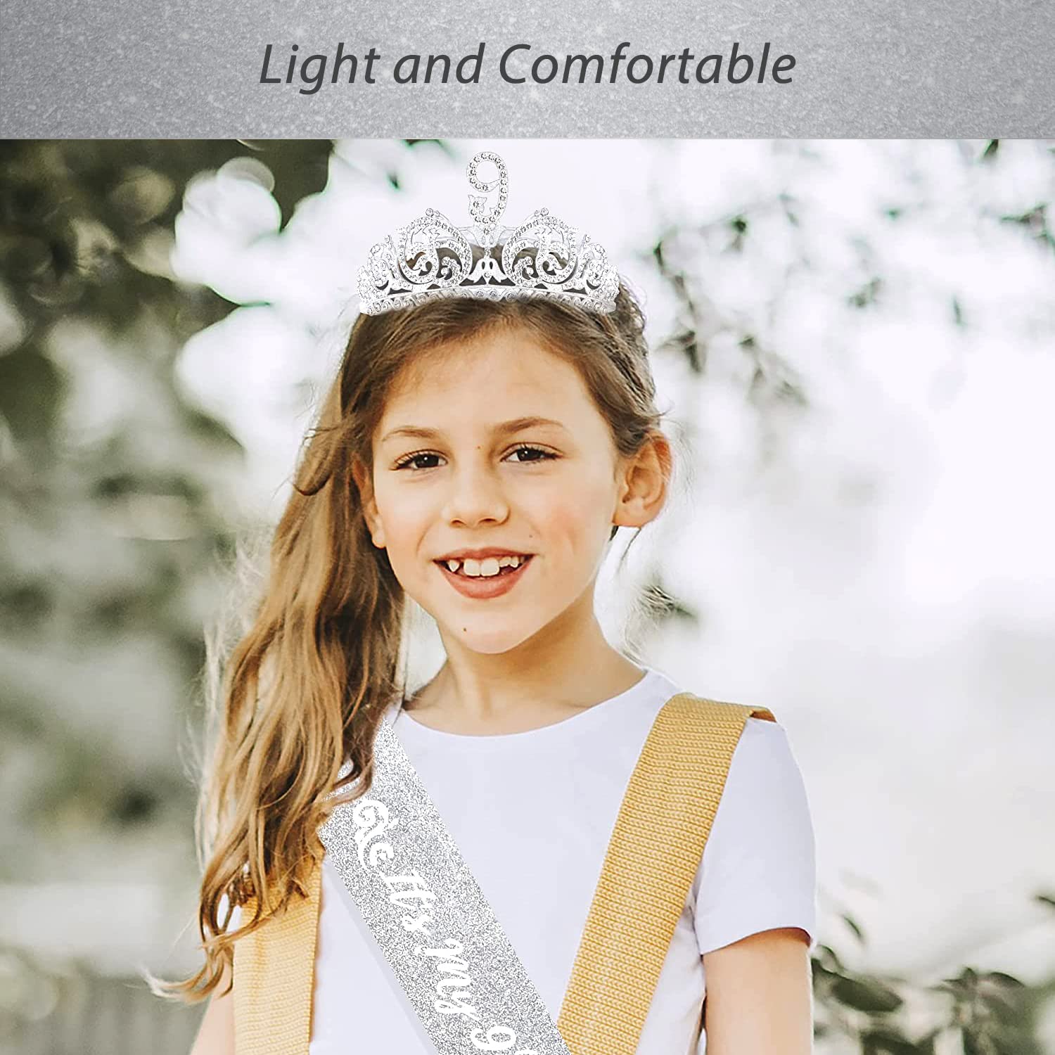 9th Birthday Girl's Party Decorations Set - Princess Tiara, Crown, Sash & Party Favors for Girls - Perfect for Birthday Celebrations, Photo Shoots & Themed Parties