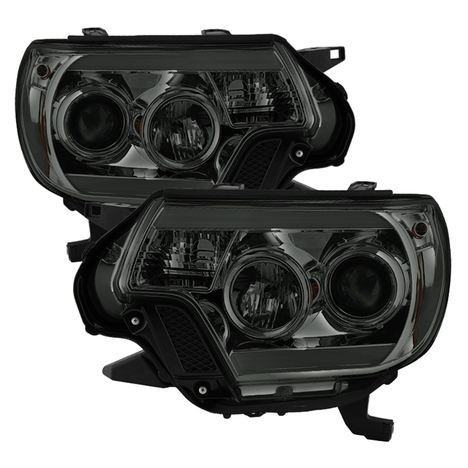 Spyder 5081728 Toyota Tacoma 2012-2015 Projector Headlights with LED DRL Light Bar - Smoked Lens - Upgrade for Off-Road & Night Driving