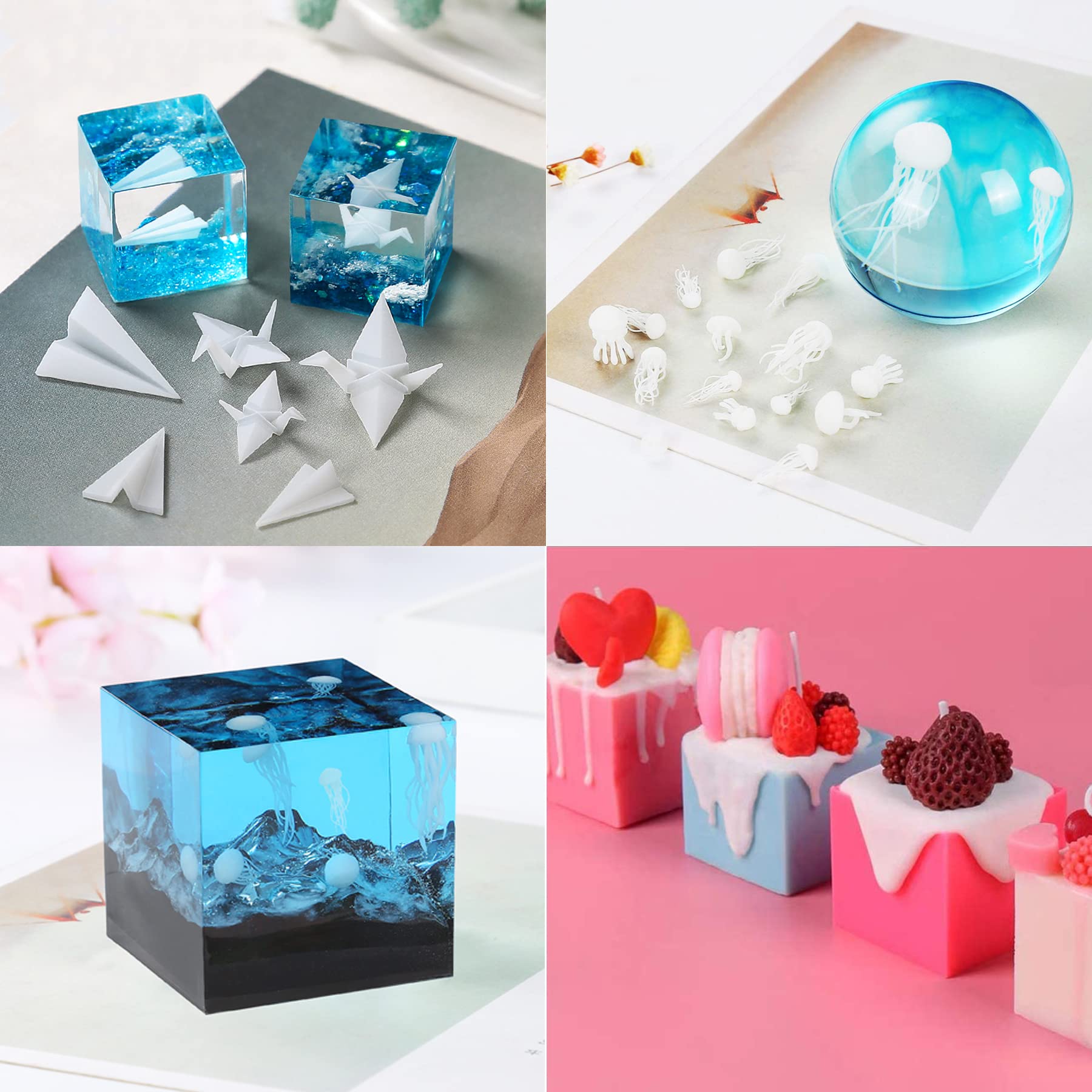 32 PCS Silicone Resin Molds Set - Sphere & Square Epoxy Jewelry Casting Molds with Measuring Cup for DIY Jewelry Making - Perfect for Resin Art, Pendants, Charms and Craft Projects