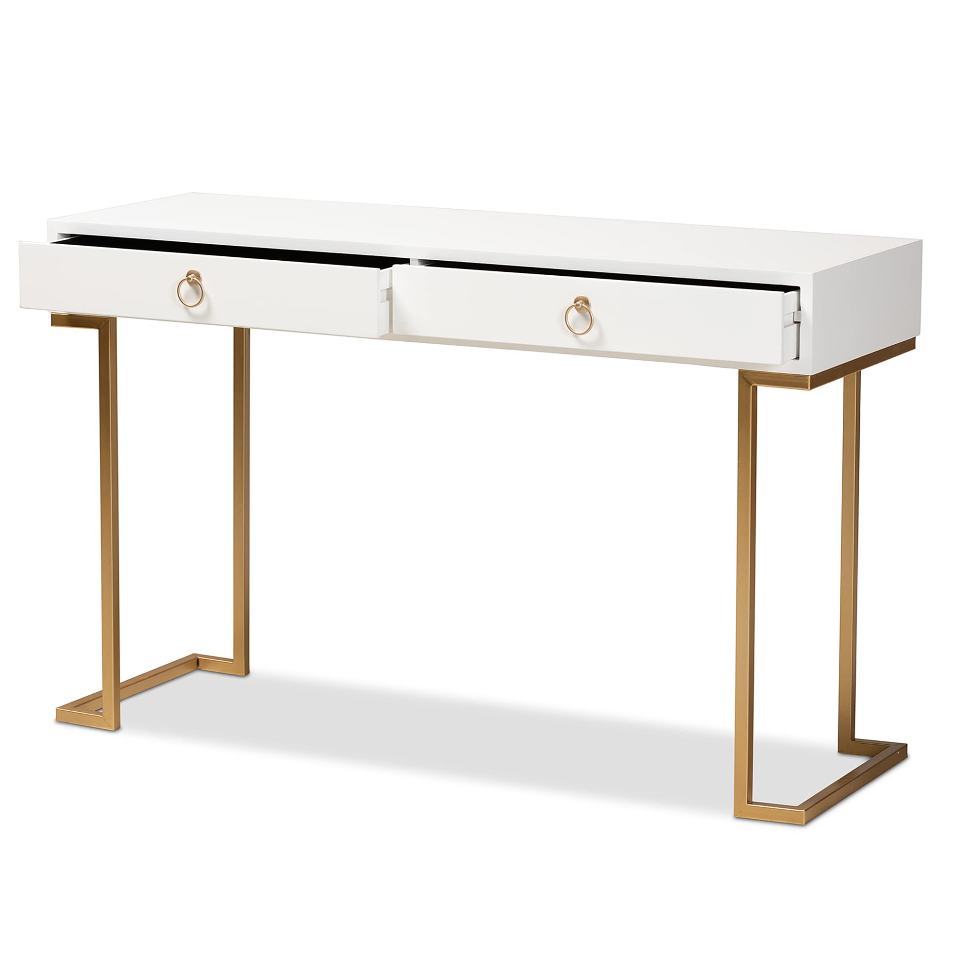 Baxton Studio Beagan Modern Console Table - White & Gold Finish for Entryway, Living Room, or Hallway Decor