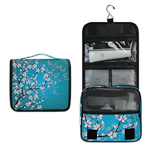 Japanese Cherry Blossom Hanging Travel Toiletry Bag - Large Capacity Cosmetic & Makeup Organizer for Women & Men - Perfect for Camping, Gym, Business Trips & Vacation