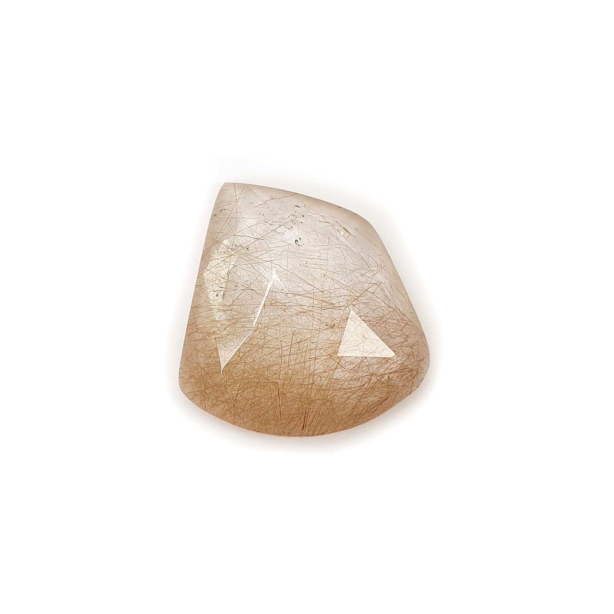 Natural Brown Rutile Quartz Gemstone Rose Cut - 9.10cts Untreated Unheated Uneven Shape 16mm | Healing Crystal Jewelry Making, Meditation & Energy Work (With Video)