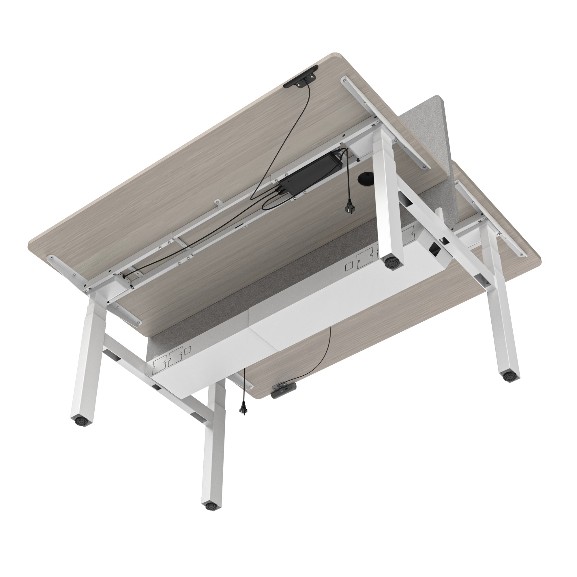 MARLO 2-Person Adjustable Height Workstation with Dual Lift Mechanism - 1.4M Oak & White Standing Desk for Home Office & Workspace - Perfect for Shared Workspaces, Small Offices & Remote Work