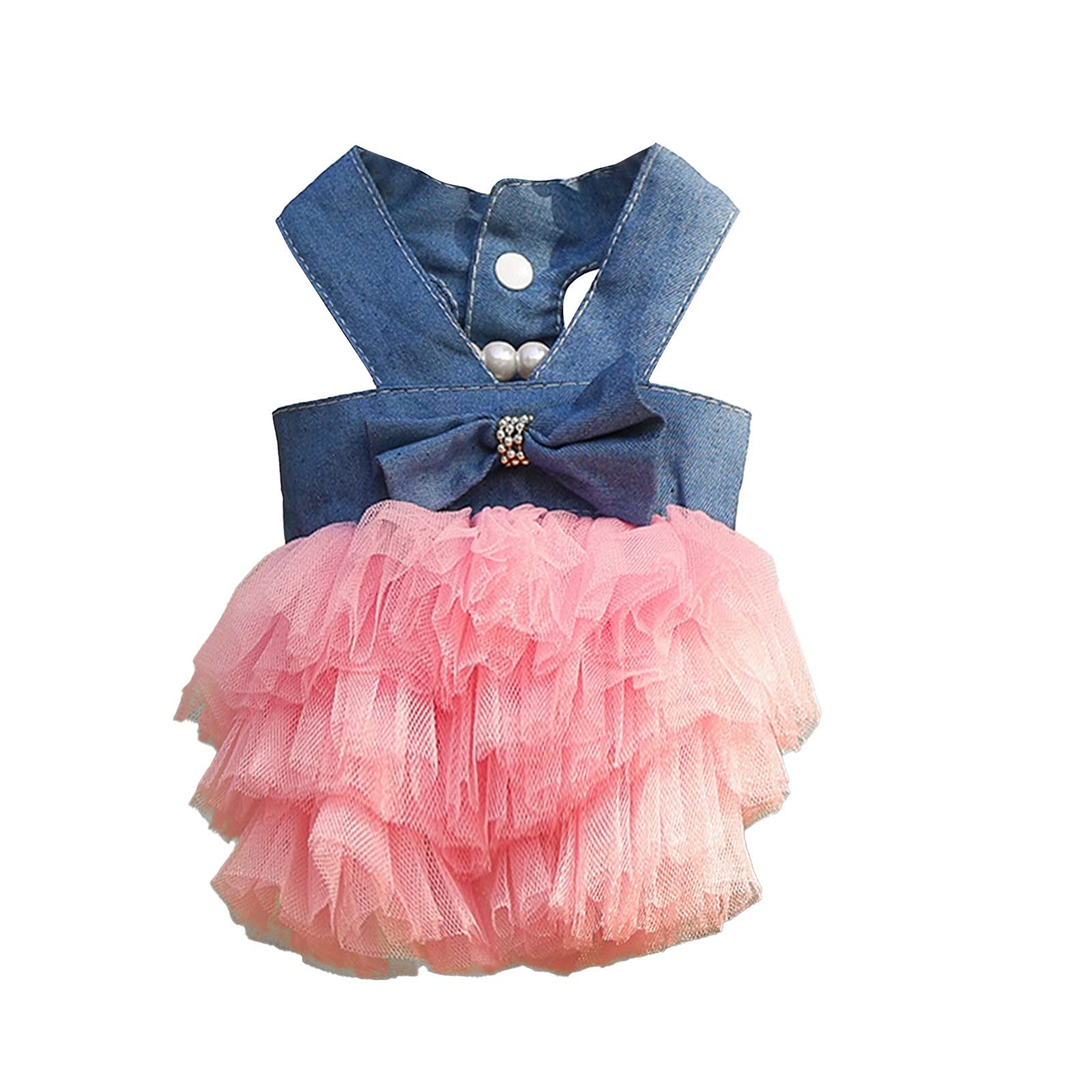 Bubble Skirt Striped Lace Dog Dress - Fashionable Princess Pet Clothes for Small Dogs | Perfect for Birthday Parties, Photo Shoots & Special Occasions