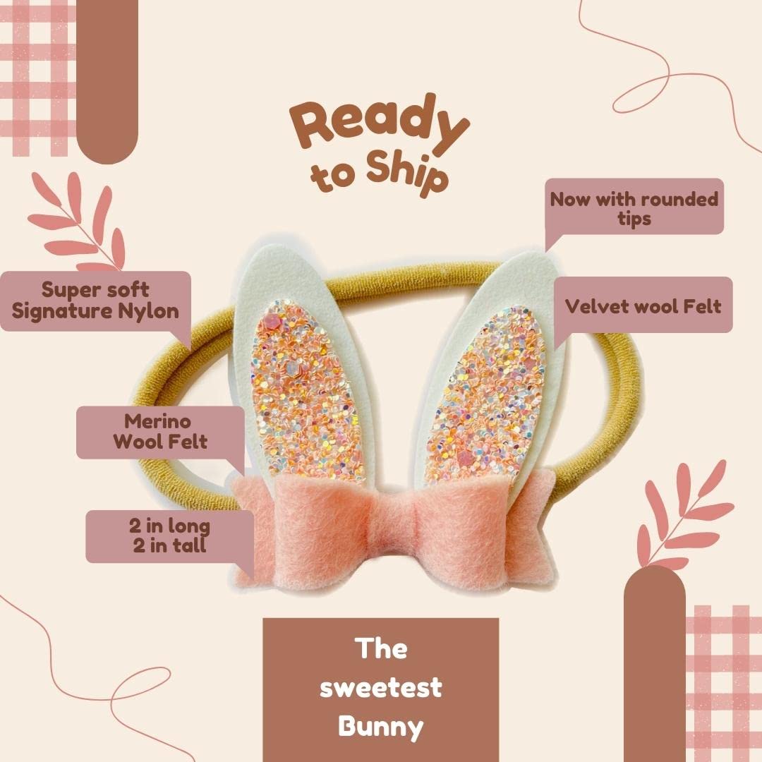 Baby Bunny Ears Headband - Soft Nylon Easter Hair Bow for Infants & Toddlers | Perfect for Easter Photos, Spring Celebrations & Newborn Photoshoots