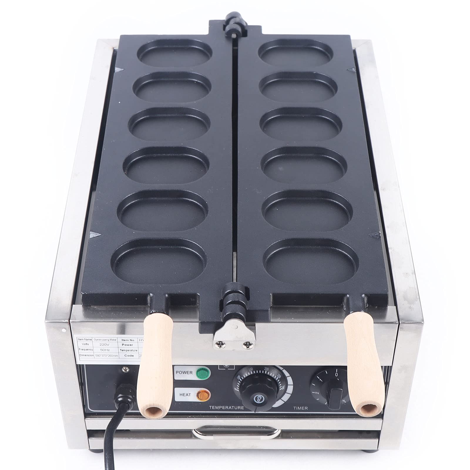 110V Commercial Nonstick Electric Waffle Maker - 6 Egg Shaped Waffles at Once - Perfect for Breakfast, Brunch & Catering - Restaurant & Home Use