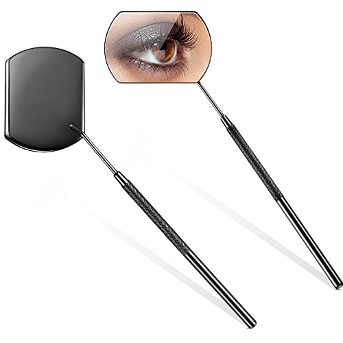 2 Pack Large Square Stainless Steel Eyelash Extension Mirror - Professional Lash Tools for Perfect Eyelash Extensions at Home or Salon (Black)