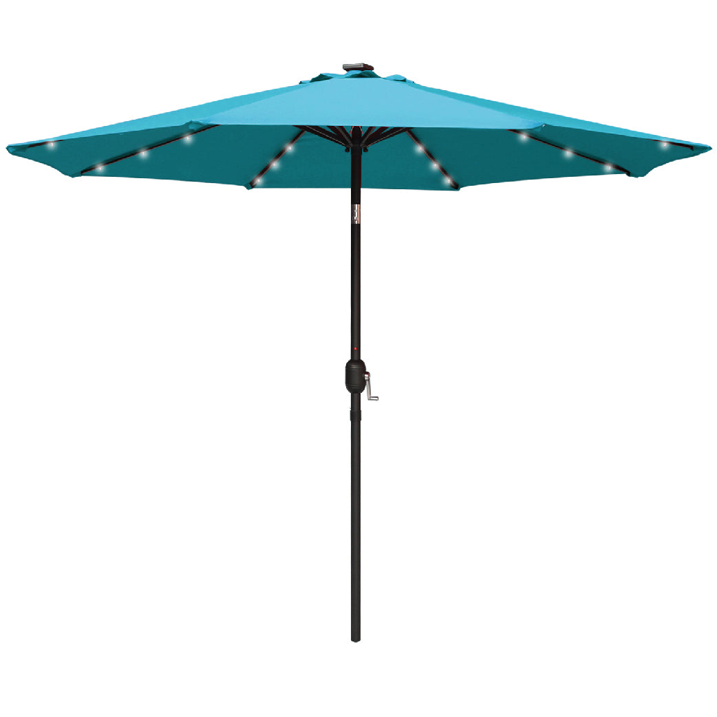 ABCCANOPY Solar Powered Outdoor Patio Umbrella with 32 LED Lights - 8 Ribs Waterproof Sunshade for Garden, Poolside, Backyard & Deck - Perfect for Summer Nights & Outdoor Entertaining
